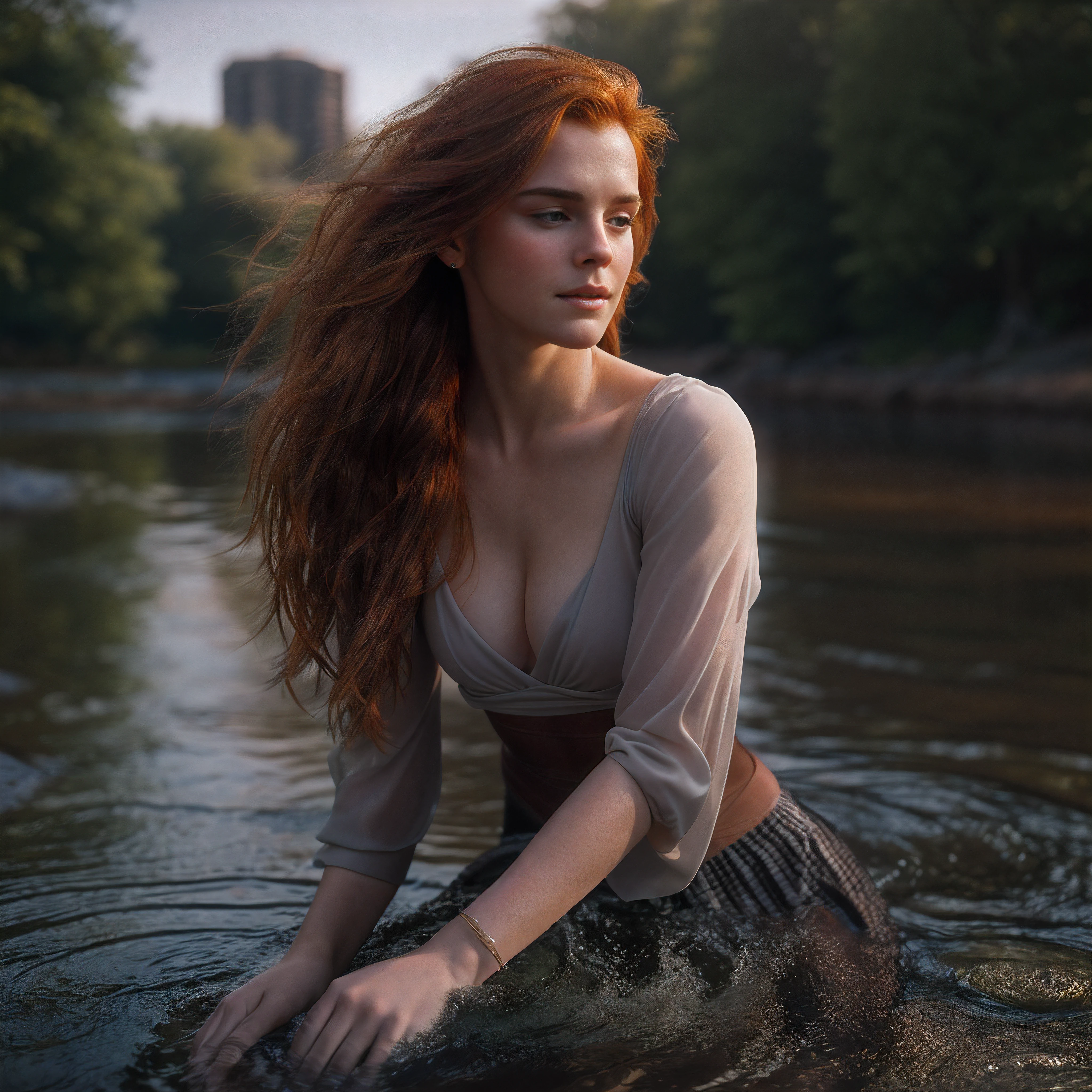 Masterpiece, (((full figure supermodel, full body shot, entire body in frame))), (((magical lighting action shot))) (((beautiful redhead fit pale smiling goddess Scottish woman kneeling in river garden in a park, arms covering flat chest, arms across small chest, arms folded))), (((micro outfit, looking into the camera))) , ((( redhead hair, accurate hands accurate eyes))) moody lighting, very detailed, dramatic lighting, digital art trending on Artstation 8k HD high definition detailed realistic, detailed, skin texture, hyper detailed, realistic skin texture, armature, best quality, ultra high res, (photorealistic:1.4), high resolution, detailed, raw photo, sharp re, nikon d850 film stock photograph 4 kodak portra 400 camera f1.6 lens rich colors hyper realistic lifelike texture dramatic lighting unrealengine trending on artstation cinestill 800, (((accurate female anatomy, perfect eyes))) (((500px, fstoppers, photosight.ru, iso noise)))