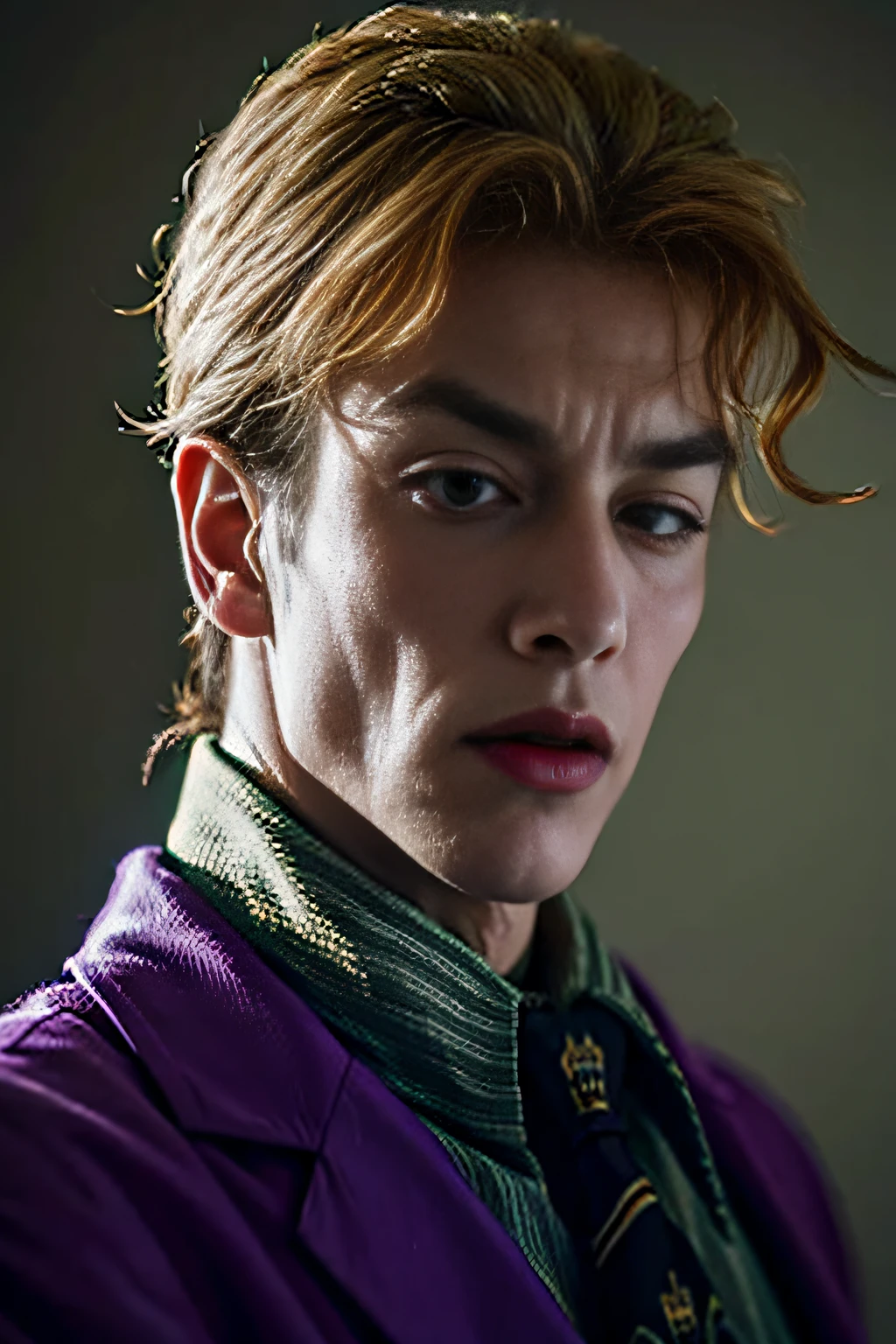 (​masterpiece:1.4、top-quality)、One photo、Unity8k wallpapers、ultra-detailliert、Beautiful and mysterious、detailedbackground、realisitic、独奏、Perfectly detailed face、ighly detailed、１male people、Jojos bizarre adventure、dio、yoshikage kira、Merged with Kira Yoshikage、Green tie、