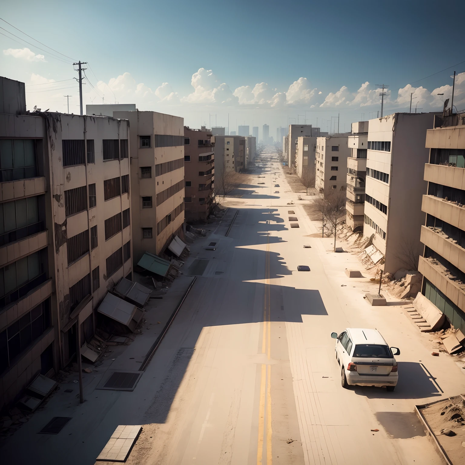 Desolate apocalyptic city，废墟