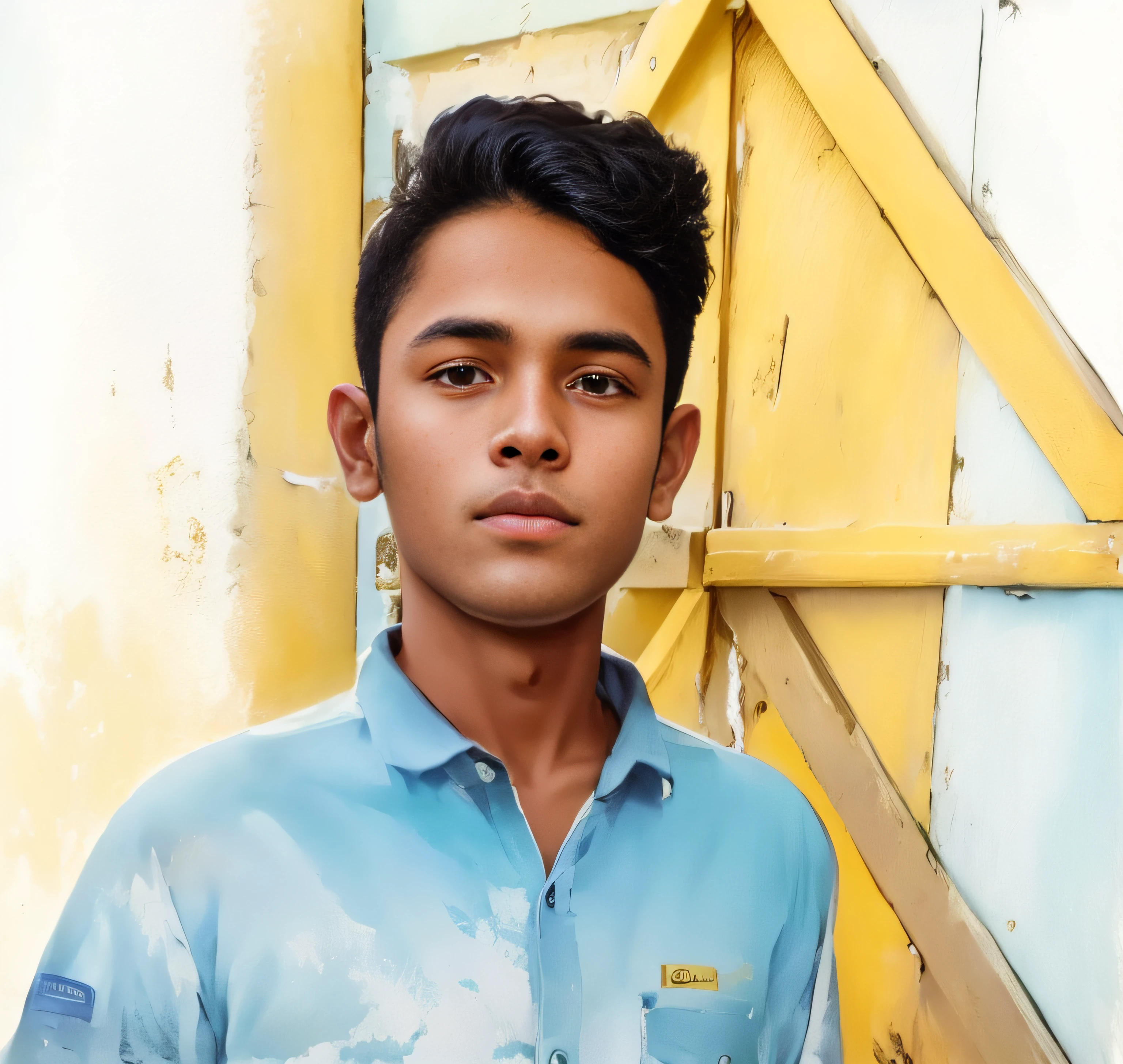 there is a young boy standing in front of a yellow door, jayison devadas, around 1 , ayan nag, riyahd cassiem, he is about 20 years old, he is about 2 0 years old, he is about 20 years old | short, portait image, young commoner, photo taken in 2 0 2 0