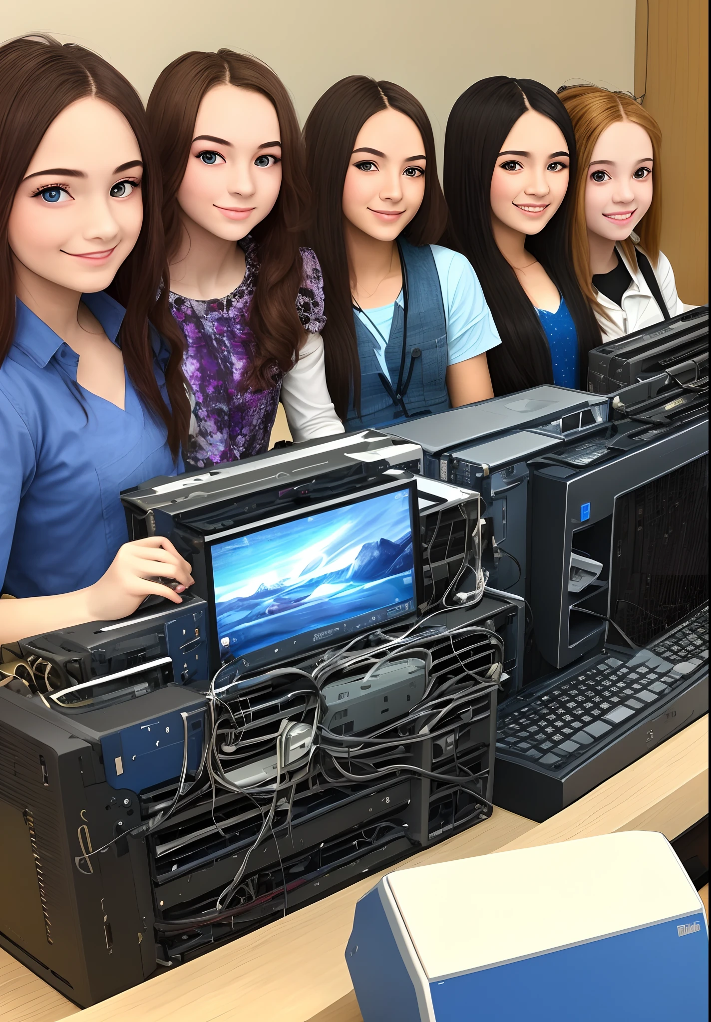 5 beautiful girls
Use an old computer