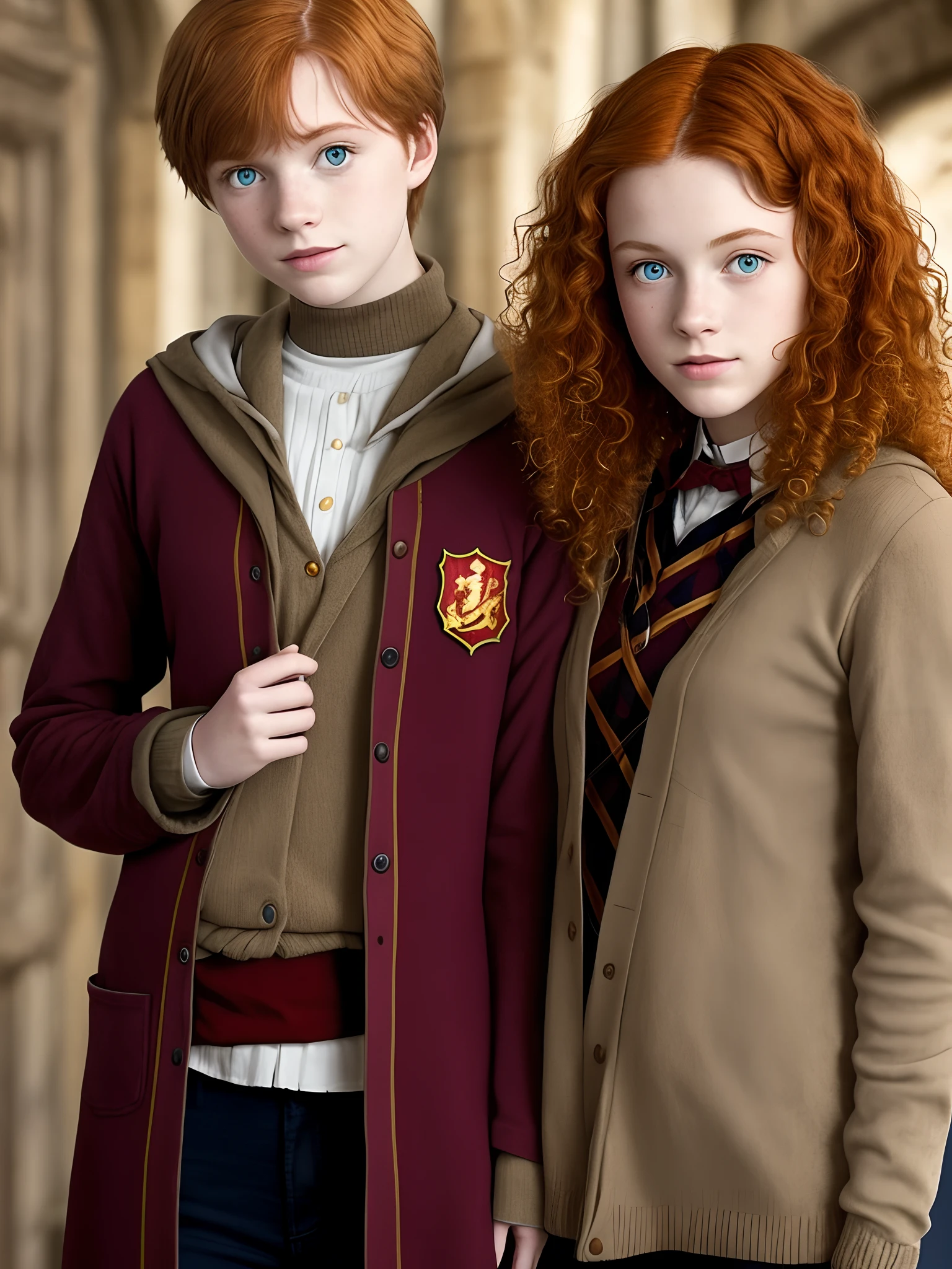 Leonora Weasley, Ron Weasley's twin sister. A 16 year old gorgeous girl, she is in the house Gryffindor, she has big brown eyes and curly ginger hair, she is very tall, and her body is very attractive.