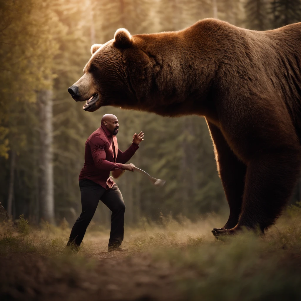 Steve harvey fighting a bear