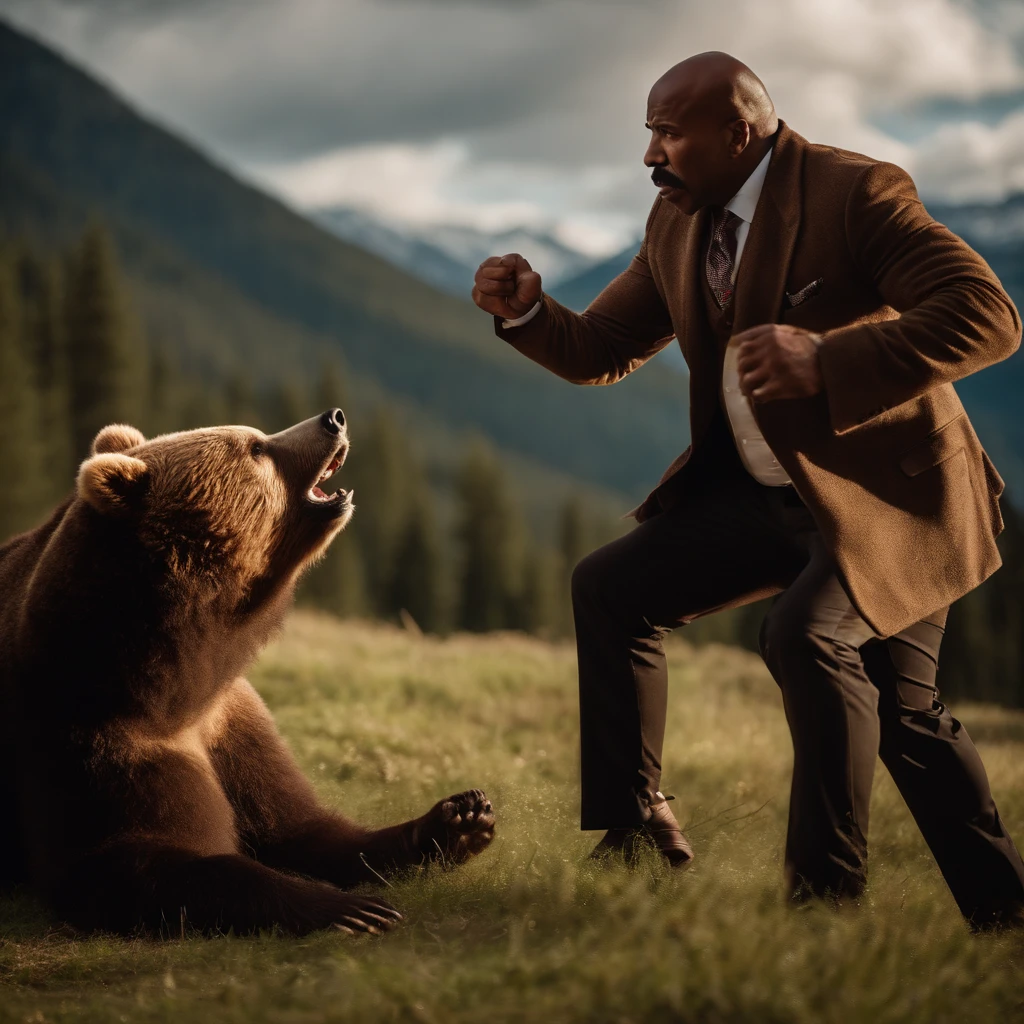 Steve harvey fighting a bear