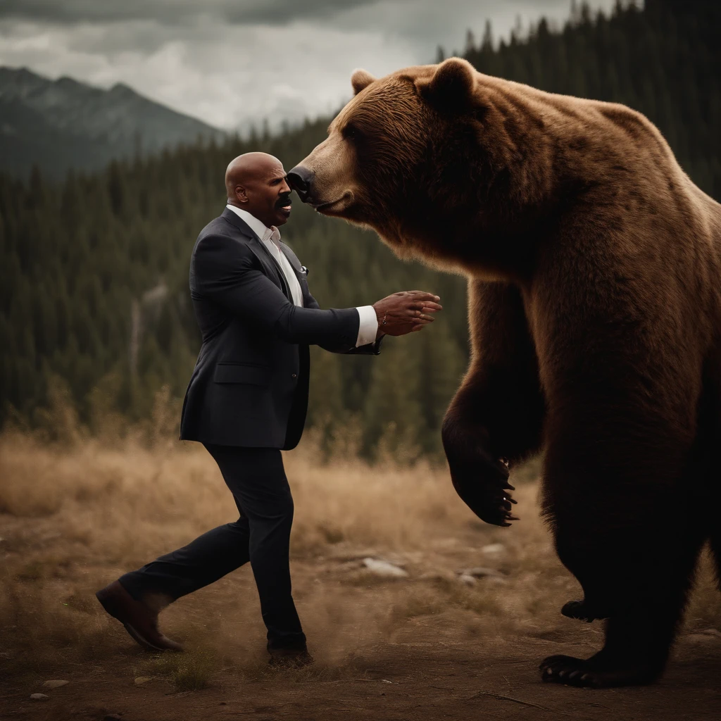 Steve harvey fighting a bear