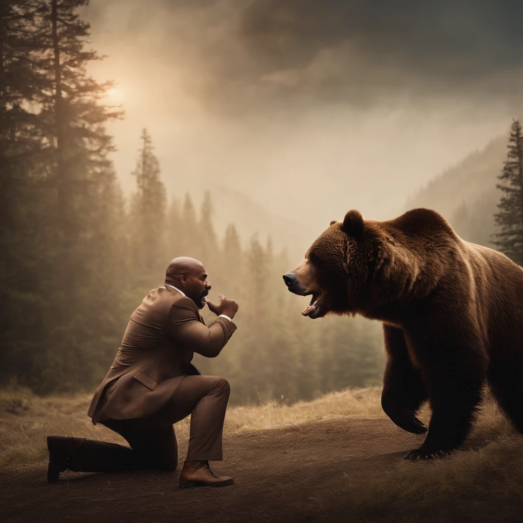 Steve harvey fighting a bear