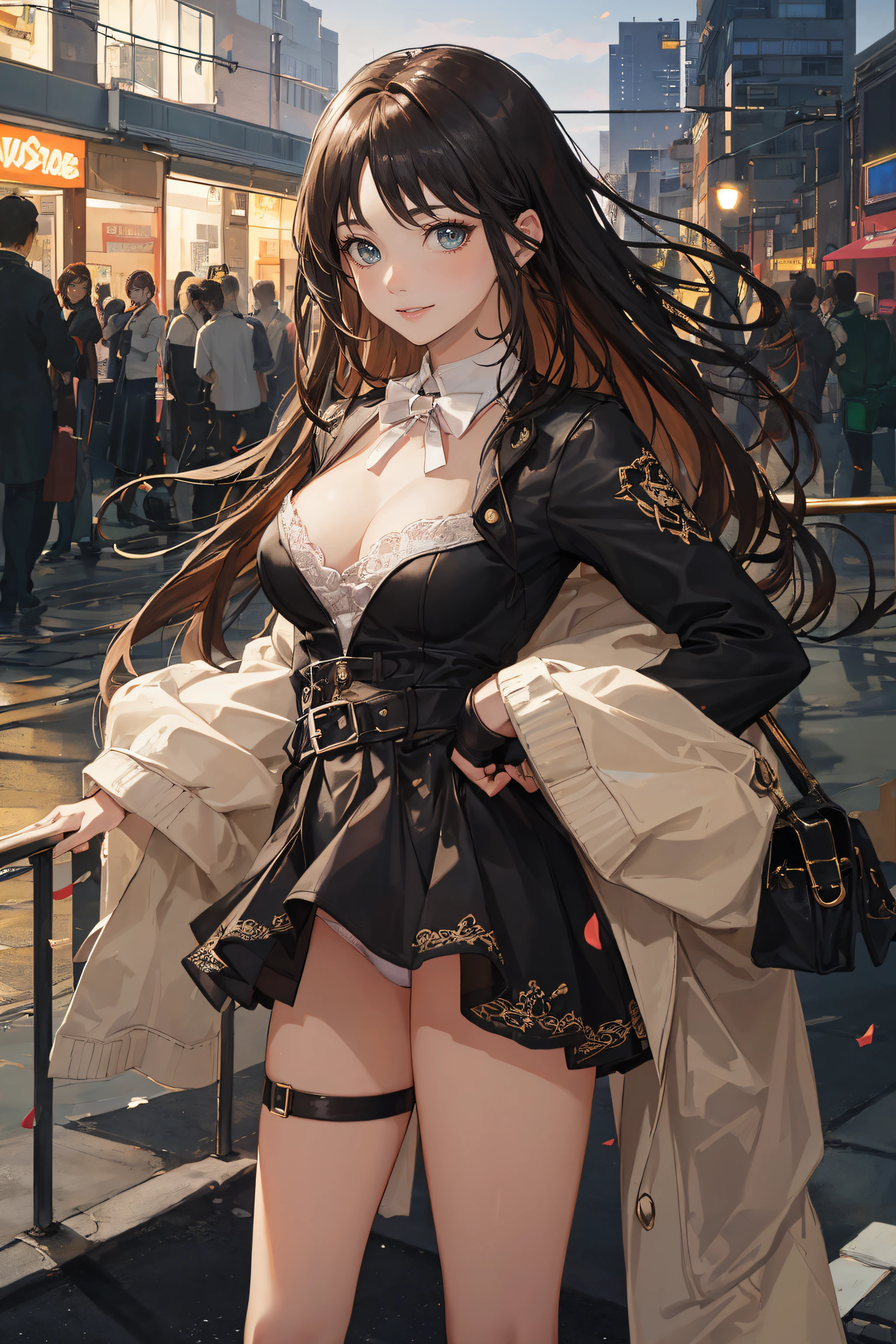 ((Currently, a cute and beautiful woman is changing her underwear)), ((22-year-old beauty)), ((embarrassed smile)), ((luscious long hair)), ((miniskirt)), (( Gradient Eyes)), ((Background is a city night view)), Attractive Makeup, Scenery, NFSW, UHD, Retina, Masterpiece, Accurate, Anatomical, Scientifically Correct, Textured Skin, Super Detail, High Detailed, High Quality, Award Winning, Top Quality, High Definition, 1080P, HD, 4K, 8k, 16k