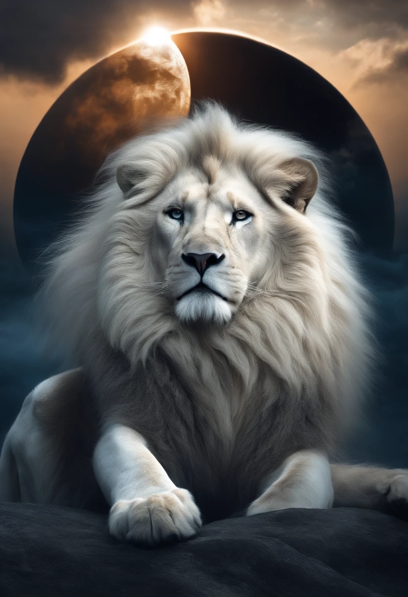 high quality hd,Mythical spirit beasts,winged white lion,Giant White Lion,White flull,Look at the moon, roaring