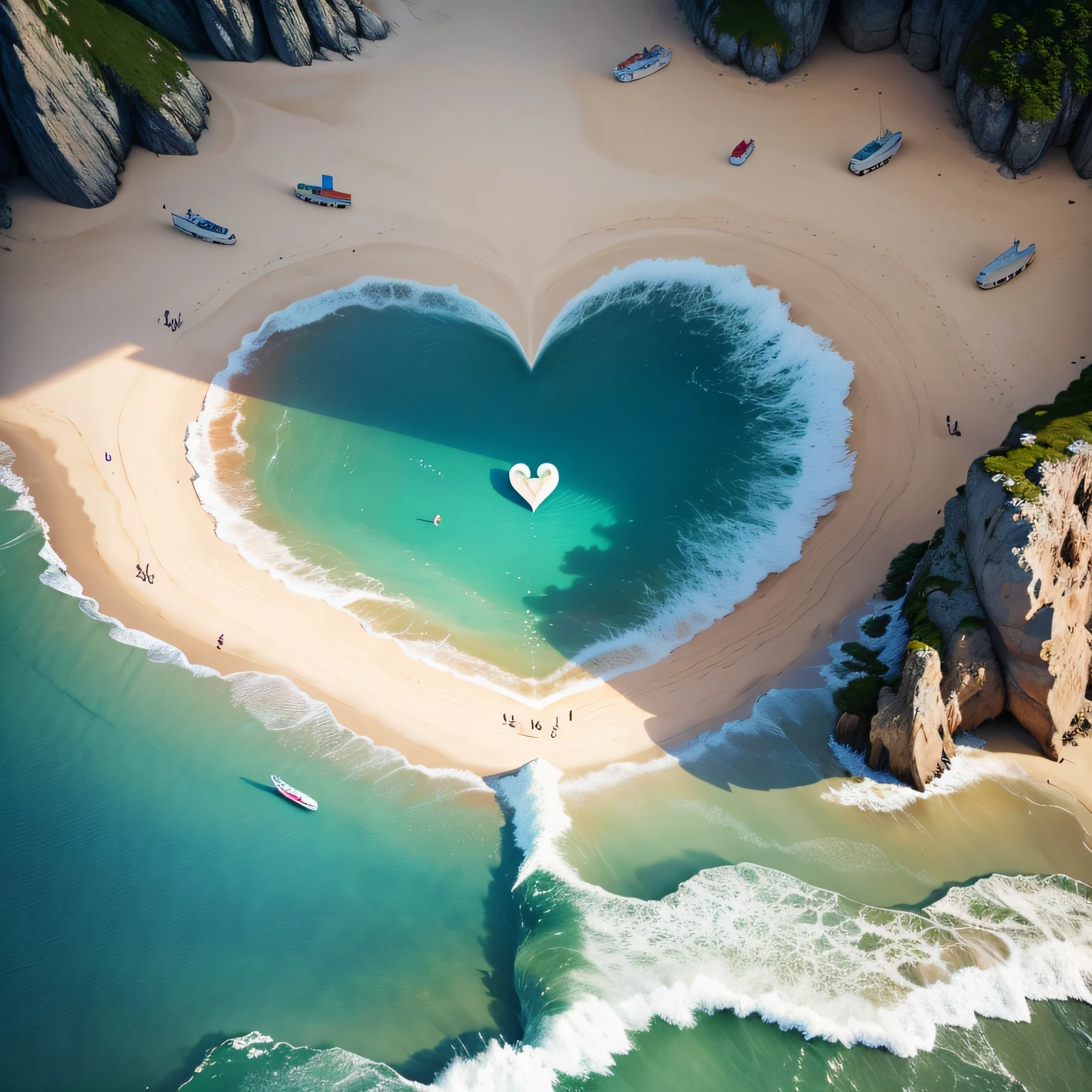 How about this beach being seen a little more from above and seeing several navigators forming a heart in the sea, Except that we sail apart