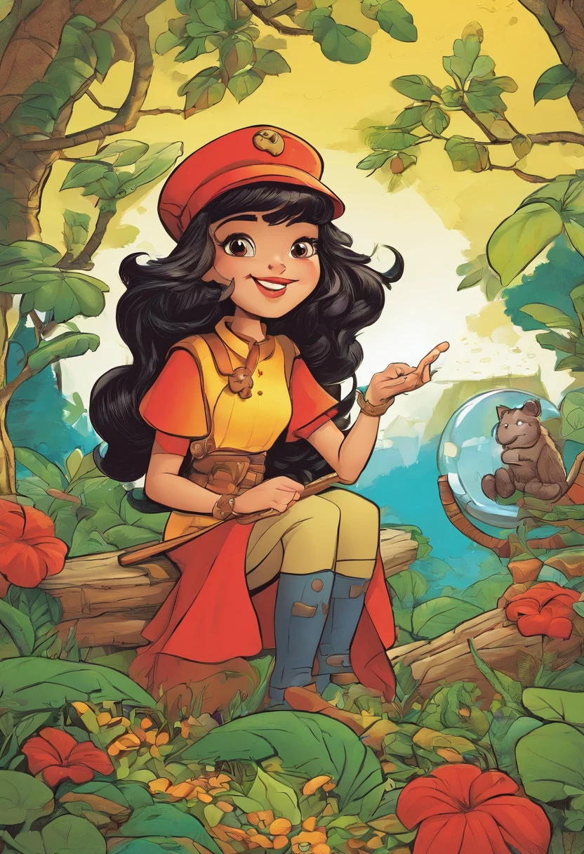 Joaninha curiosa na floresta em desenho 3D