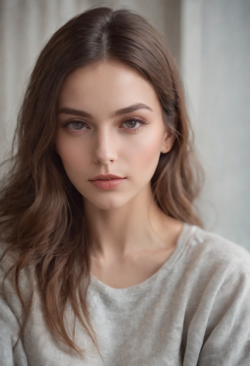 woman in baggy clothes, sexy instagram model, young, beautiful, long hair, 25 years old, fashionable, headshot, dynamic pose, tight jeans