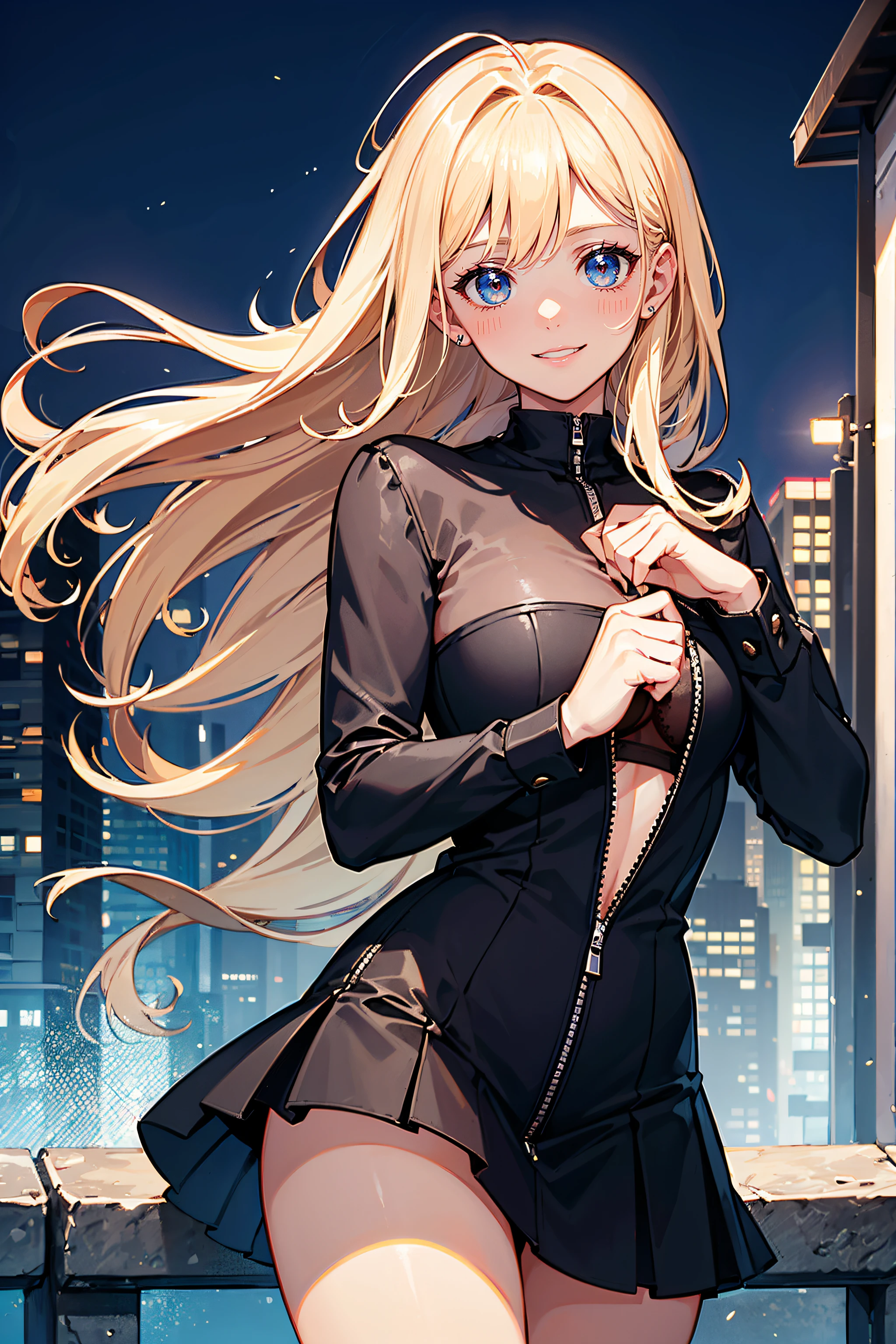 ((Currently, a cute and beautiful woman is changing her underwear)), ((22-year-old beauty)), ((embarrassed smile)), ((luscious long hair)), ((miniskirt)), (( Gradient Eyes)), ((Background is a city night view)), Attractive Makeup, Scenery, NFSW, UHD, Retina, Masterpiece, Accurate, Anatomical, Scientifically Correct, Textured Skin, Super Detail, High Detailed, High Quality, Award Winning, Top Quality, High Definition, 1080P, HD, 4K, 8k, 16k