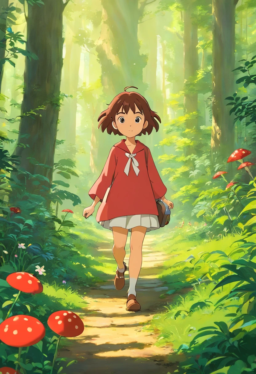 Joaninha curiosa na floresta em desenho 3D