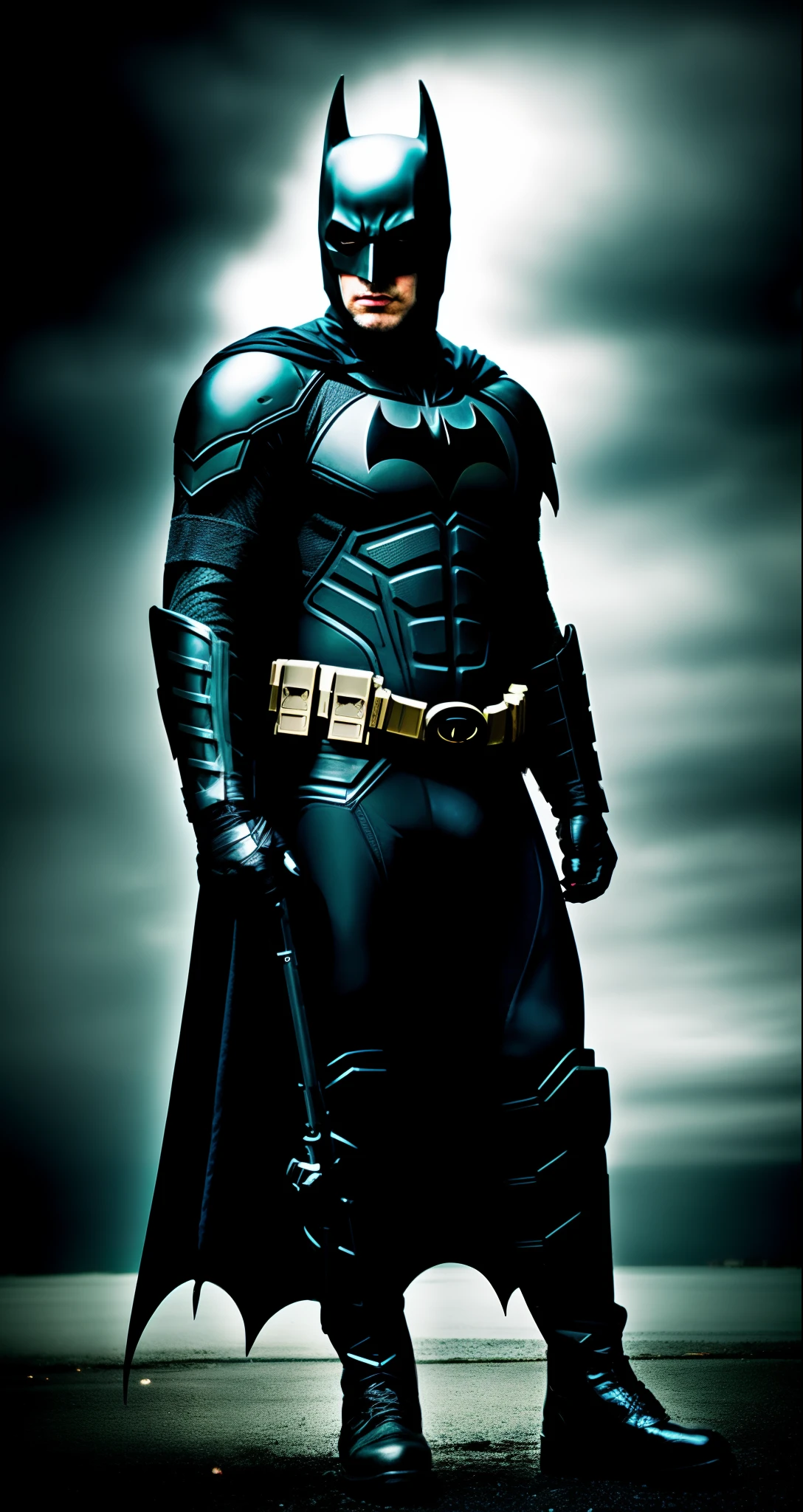 A midnight dark grunge tactical Batman Dark knight futuristic