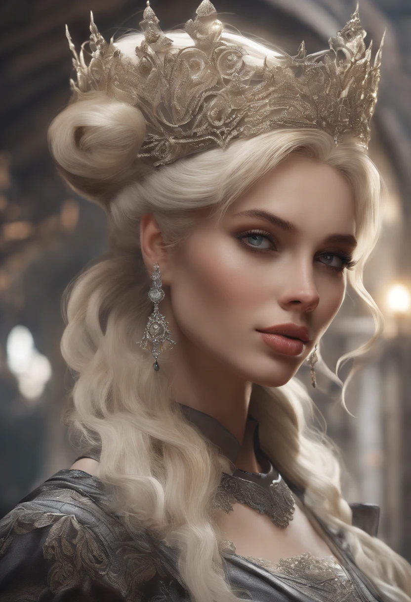 (best quality,4k,highres,masterpiece:1.2),ultra-detailed,realistic,portrait,blonde hair princess, rugged converses,New York white tee shirt,jeans,detailed facial features,beautiful detailed eyes,beautiful detailed lips,extremely detailed face,long eyelashes,dark underground castle tunnel,candles lighting,moody,gothic atmosphere, dark colors