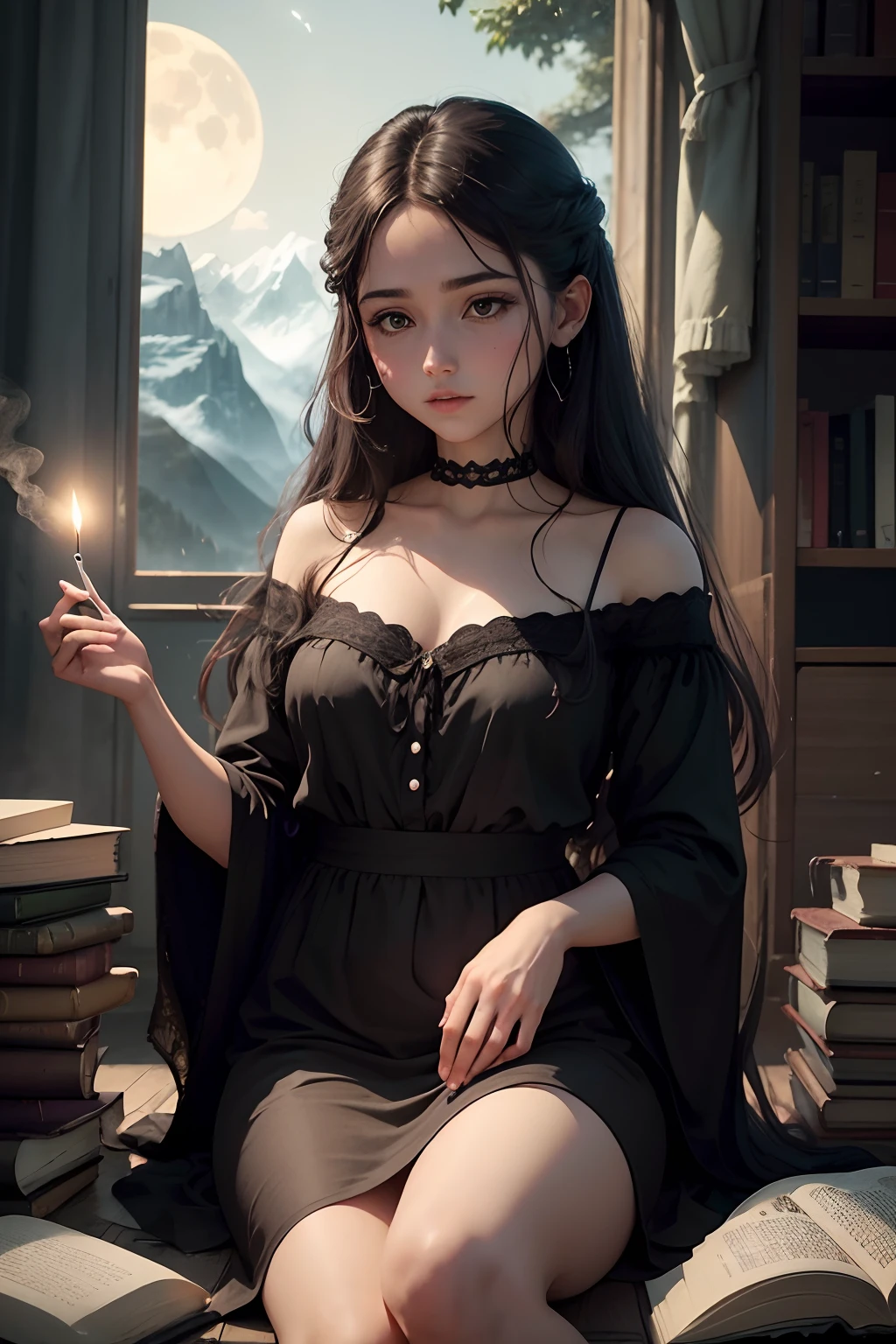 It's silence, It's the cigarette and the lit candle.
Olha-me a estante em cada livro que olha.
E a luz nalgum volume sobre a mesa...
Mas o sangue da luz em cada folha.

I don't know if it's really my hand that gets wet
The Feather, ou mesmo o instinto que a tem presa.
Penso um presente, num passado. E enfolha
A natureza tua natureza.
But it's a buzz... Comovido
Pego da pena, I delude myself that trait
The illusion of one sense and another sense.
So far it goes!
So far is your step velvety,
Asa que o ouvido anima...
And the camera changes. E a sala muda, muda...
Àfonamente rufa. A asa da rima
Paira-me no ar. Quedo-me como um Buda
Novo, um fantasma ao som que se aproxima.
The bookshelf grows like a shake
A Nightmare of Roles Above...
.......................................................................
E abro a janela. Still the moon frays
Last trembling notes... The day
Afternoon will bloom by the mountain.

And oh my beloved, Feeling is blind...
See? Colaboram na saudade a aranha,
Patas de um gato e as asas de um morcego.
