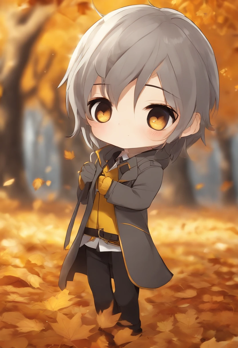 Anime chibi rubio alegre, cabello amarillo, ojos de color gris, little guy, anime, anime estilo chibi, feliz, autumn, cabello de color amarillo