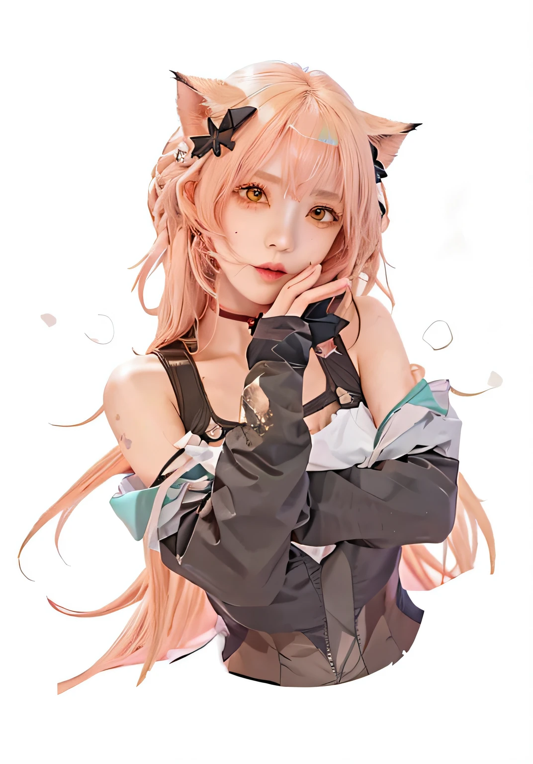 Menina anime com cabelo rosa e orelhas de gato, gato anime bonito, menina anime com orelhas de gato, gato anime, com o dedo indicador, gato anime bonito, [[[[sorrindo malvado]]]], muito bonita menina gato anime, anime moe artstyle, menina gato atraente, holo is a wolf girl, personagem de anime, de arknights