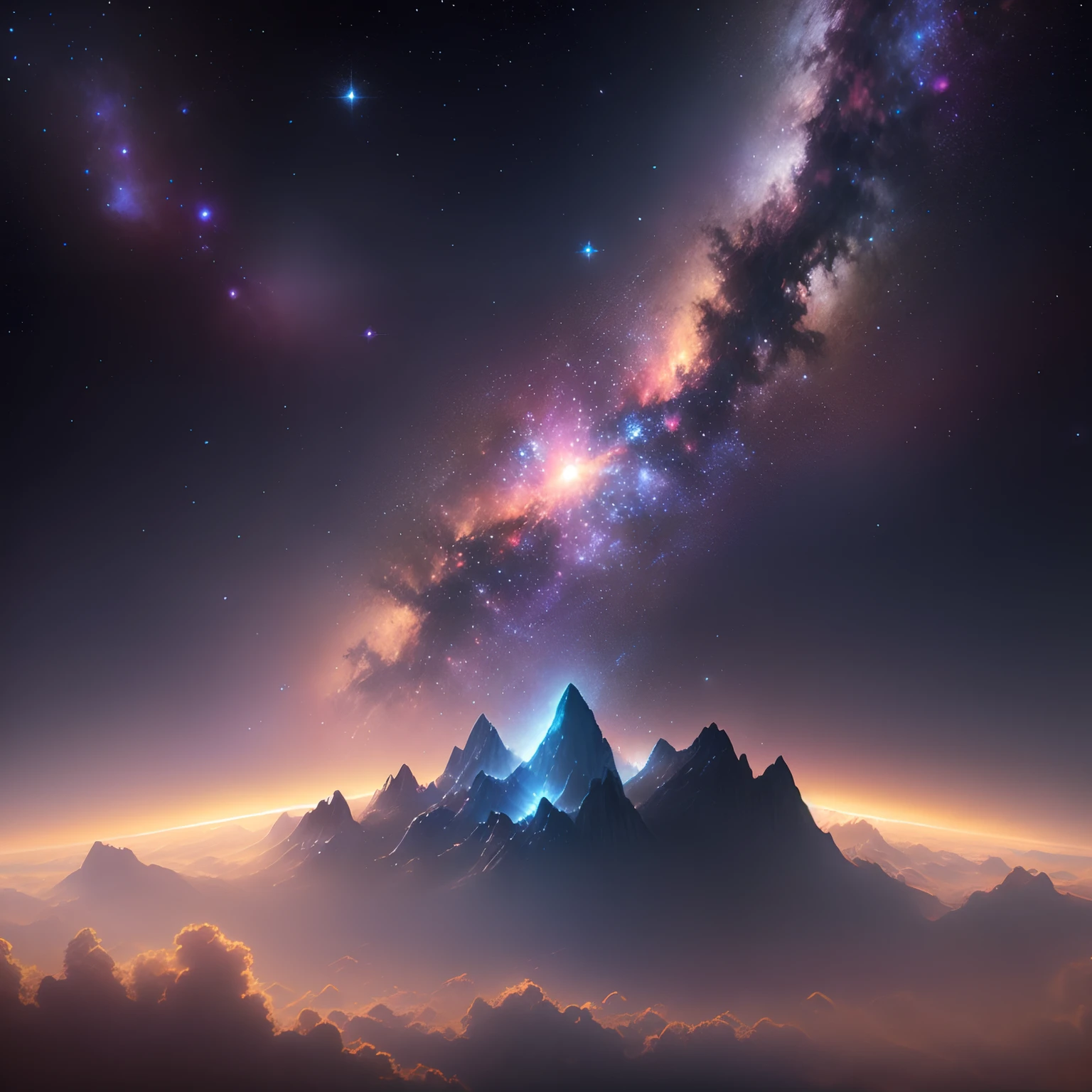Nebula star clusters bloom like flowers in the universe, masterpiece, best quality, high quality, epic composition, very detailed CG unity 8k wallpaper, oil painting, award winning photography, bokeh, depth of field, HDR, chromatic aberration, photorealism , very detailed, trending on artstation, intricate, high detail, dramatic, midway art, volumetric lighting --v 6
