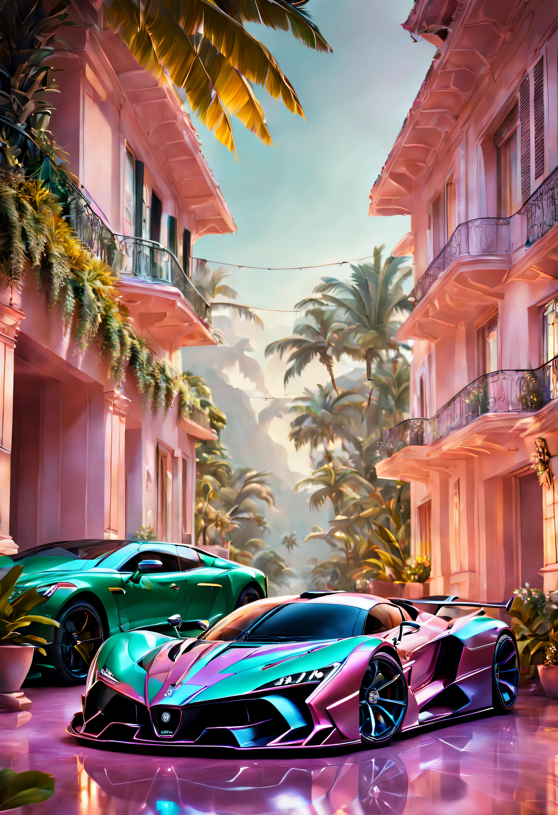 (best quality,4k,8k,highres,masterpiece:1.2),ultra-detailed,highly realistic, HDR, studio lighting,
(breathtaking,awe-inspiring:1.1) aerial view of a sensational, mind-blowing supercar.
The main subject of the image is the "Devel Sixteen", a highly detailed and meticulously crafted luxury vehicle. The car is rendered at an astounding 8k resolution, showcasing every intricate detail of its sleek and aerodynamic design. The metallic body of the car reflects the surrounding light, giving it a glossy and polished appearance.
Underneath the car, there are vibrant underglow lights that illuminate the ground, creating a mesmerizing and futuristic vibe. These lights, in contrasting colors, add an element of uniqueness and style to the overall composition.
Surrounding the supercar is a tropical paradise, with lush greenery and an abundance of exotic plants. The background features a delicate but vibrant color palette, with hues of emerald, turquoise, and vibrant pinks. The image captures the essence of a tropical paradise, transporting the viewer to a serene and idyllic setting.
In addition to the natural beauty of the tropical landscape, there are neon psychedelic lights scattered throughout the scene. These lights create a surreal and enchanting atmosphere, casting a vibrant glow on the surroundings.
The image is of the highest quality, with crisp details and flawless rendering. The level of realism is unparalleled, with every texture and reflection meticulously recreated. The lighting effects, achieved through professional studio lighting techniques, enhance the overall visual impact and add depth to the image.
For this masterpiece, the artist has combined elements of photorealism and fantasy, creating a truly awe-inspiring work of art. The vivid colors, sharp focus, and extreme attention to detail make this image a standout example of automotive artwork.
Overall, the prompt describes an ultra-detailed, high-resolution image of the Devel Sixteen, a luxurious super