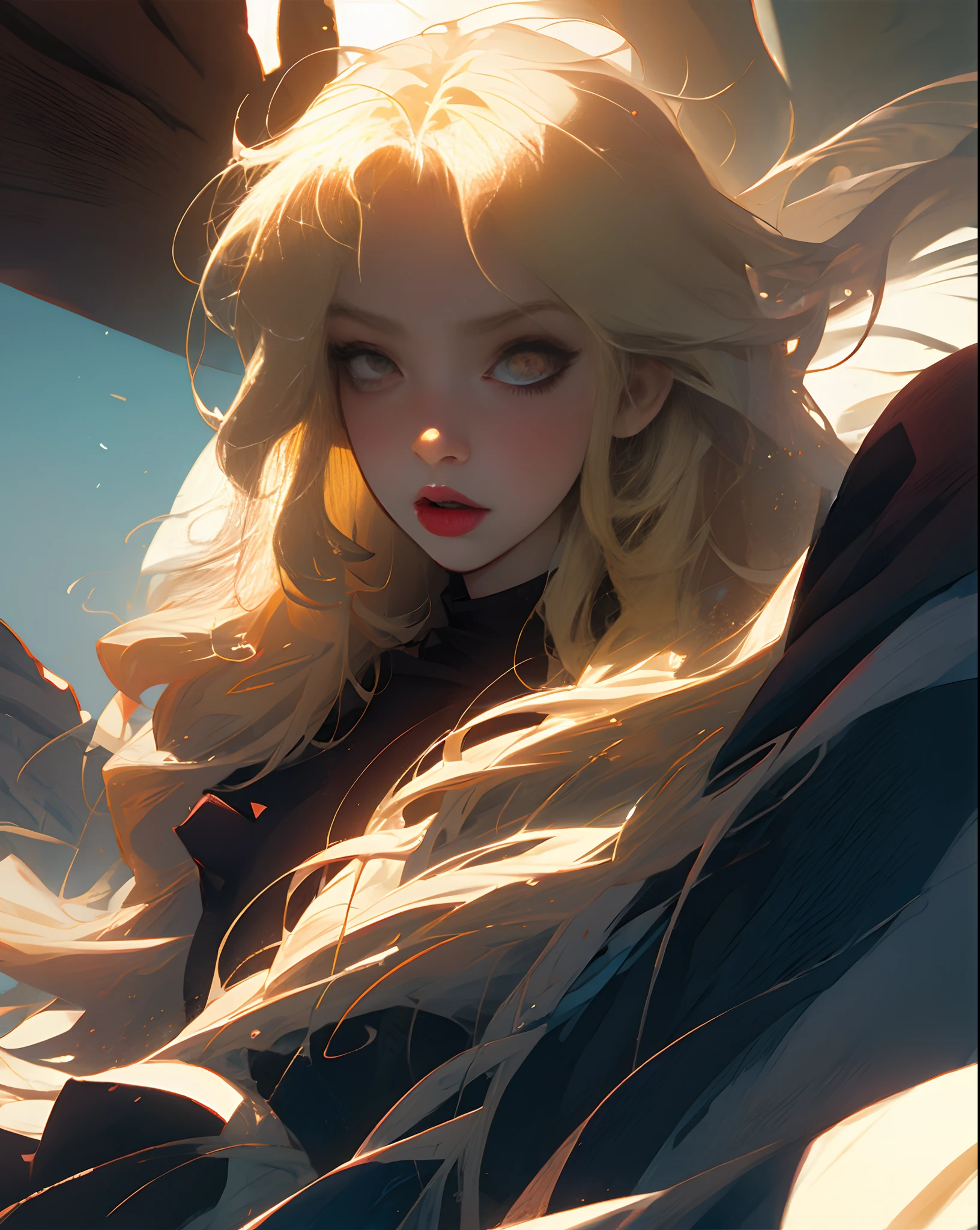 Character: Manga, Female, Blonde, Messy Hair, Dark Makeup
