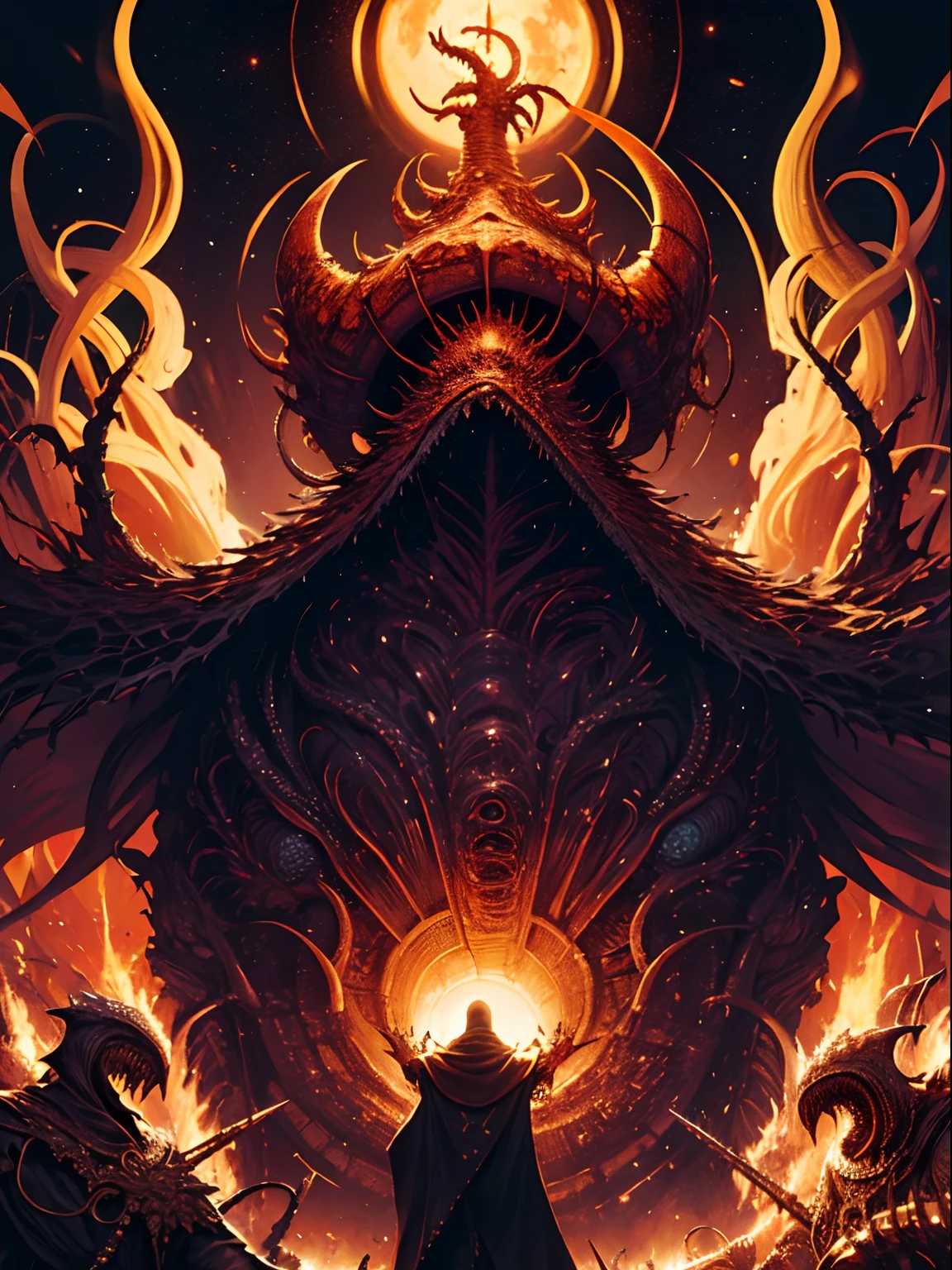 wide-shot, action, Epic Composition, photo of The most high (CthuluBishop:1) of the lovecraftian order of Cthulu
