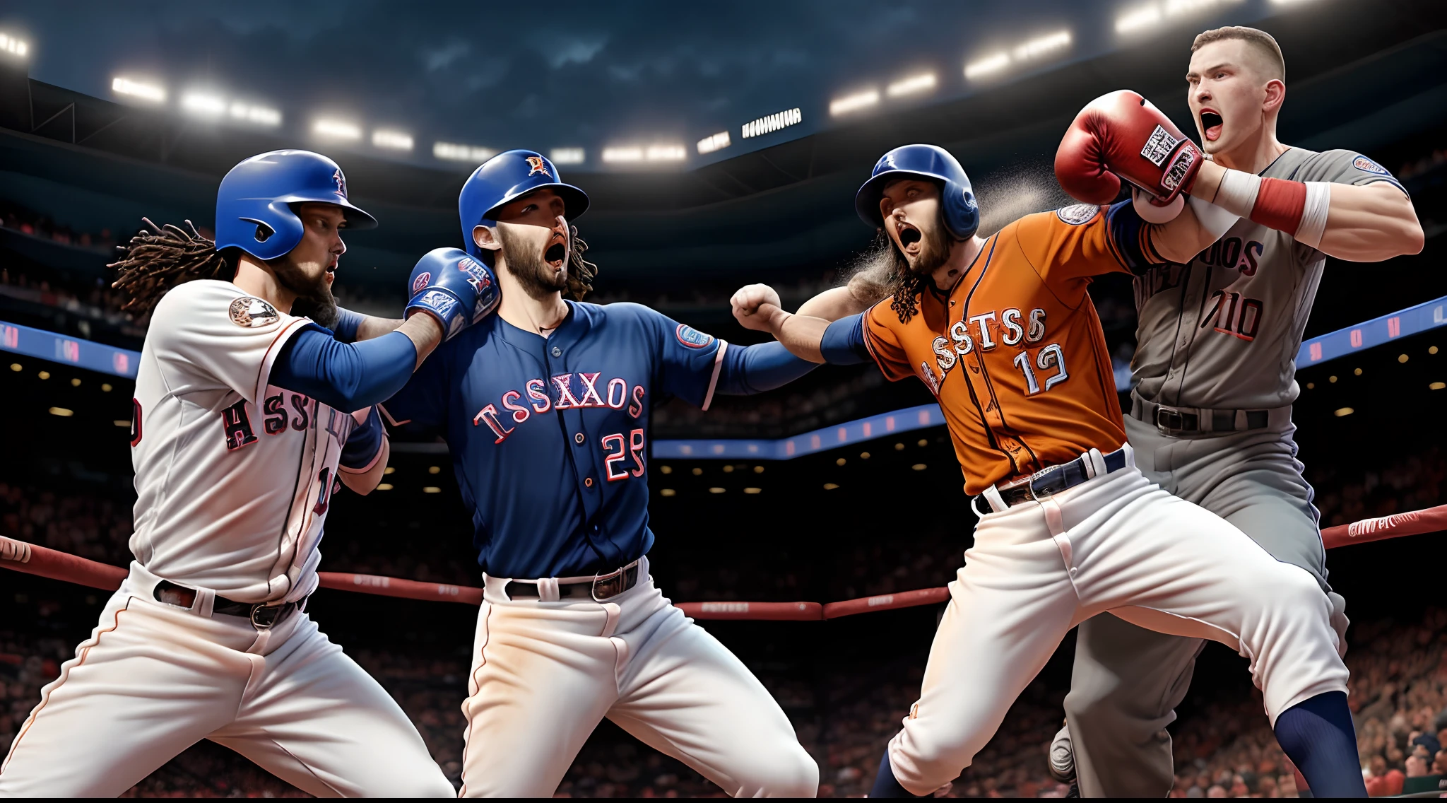 Houston Astros as Jesus fighting the Texas rangers as the devil