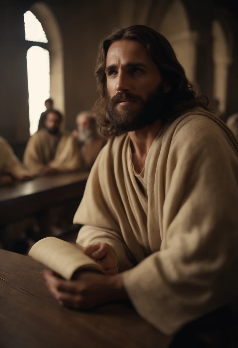 ((best quality)), ((masterpiece)), ((realistic)), jesus-christ-conversing-with-the-apostles-biblical-film-christian-religion-perfect-rendered-details-hyper realistic- cinematic- 35 mm-svema-color-125-film-muted-natu-534268356