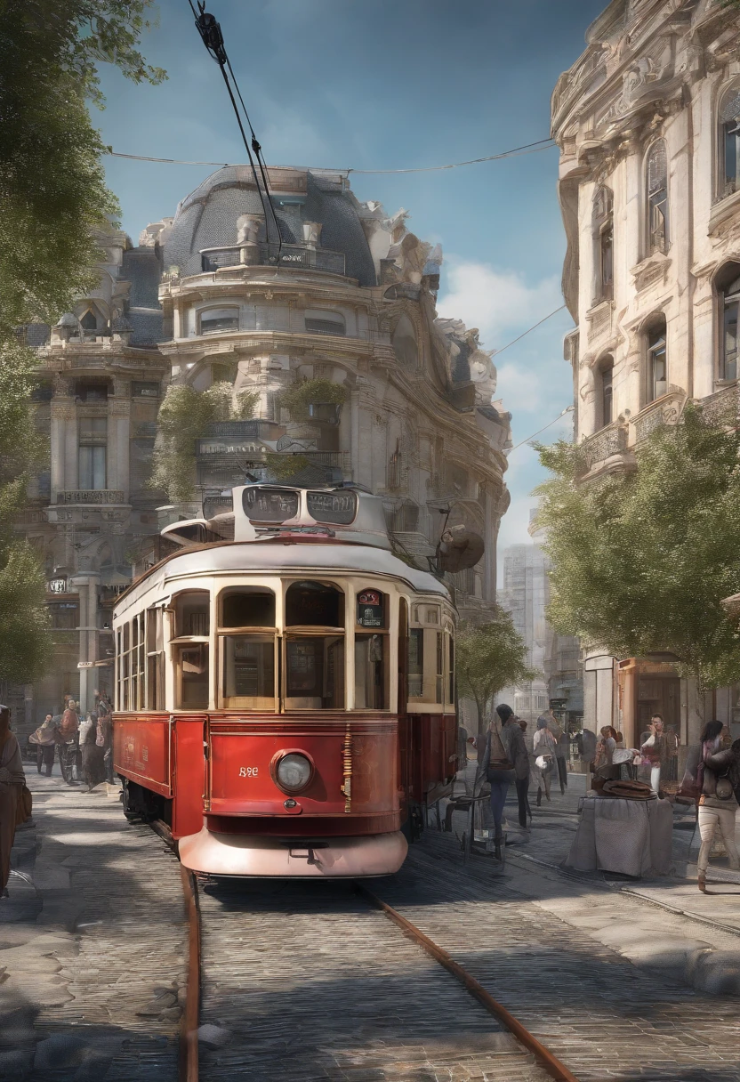 New concept short tram，Goods and bikes can be left behind，In a busy city，There is a small café