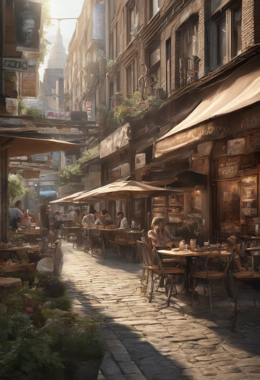 In a busy city，There is a small café