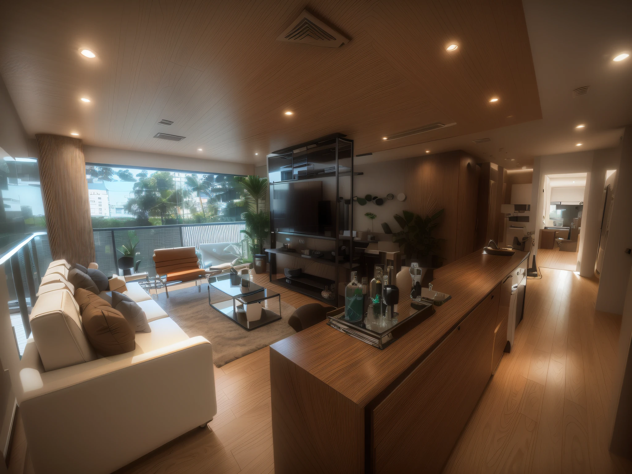 AN APARTMENT with living room with sofa, dia ensolarado meio dia, uma tabela, and a television, Directed by: Felipe Seade, Directed by: Samuel Silva, Luxury condominium interior, Design de interiores premiado, Directed by: Luis Miranda, imaculadamente detalhado, Directed by: Emerson Silva, Tiro de 8 k de largura, Directed by: Jacob Pynas, Directed by: David Rubi, Casa Conceito, Directed by: Nandor Soldier