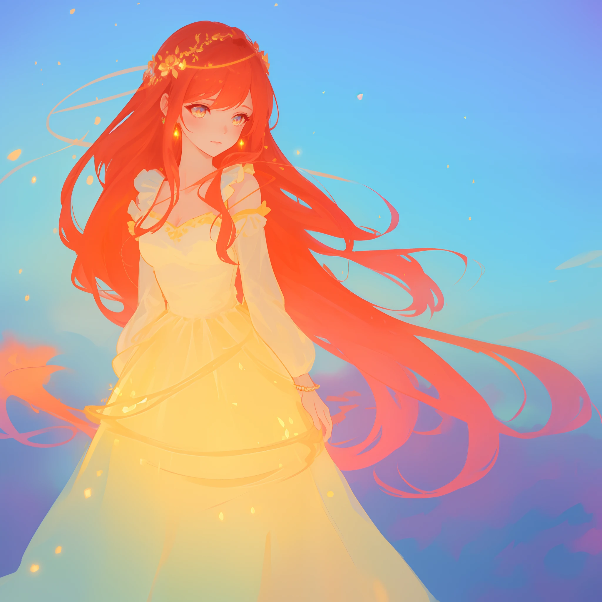 beautiful girl, puffy tiered ballgown with puffy long sleeves, vibrant pastel colors, (colorful), glowing golden long hair, magical lights, sparkling magical liquid, inspired by Glen Keane, inspired by Lois van Baarle, disney art style, by Lois van Baarle, glowing aura around her, by Glen Keane, jen bartel, glowing lights! digital painting, flowing glowing hair, glowing flowing hair, beautiful digital illustration, fantasia background, whimsical, magical, fantasy, ((beautiful face)), ((masterpiece, best quality)), intricate details, highly detailed, sharp focus, 8k resolution, sparkling detailed eyes, liquid watercolor