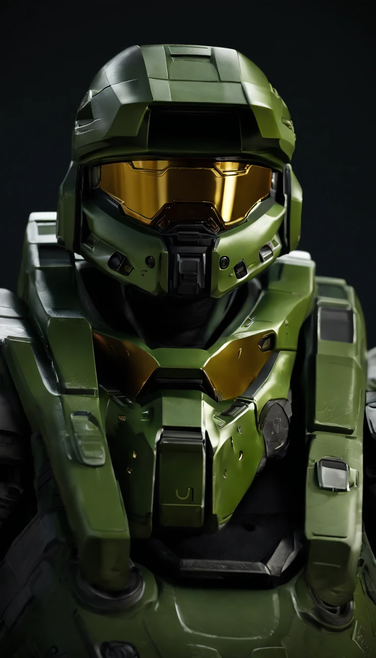 (A high resolution,Ultra-detailed,Realistic:1.37),(Best quality,4K,8K,Masterpiece:1.2),hdr,professional,Stunning,Vivid colors,Bokeh,Sharp focus,Physically-based rendering,Portrait of a Master Chief 117 game "Halo" Armed with an energy rifle, Stand on an unknown planet. He wears a futuristic high-tech green armor，It's full of intricate details。. The armor reflects the light beautifully, Create vibrant colors and captivating bokeh effects. The level of detail of the armor is extraordinary, Every little element is meticulously crafted. The Master Chief's face was covered by a helmet with a tinted visor, Add a touch of mystery. The armor is combat wear, Shows signs of previous conflicts. The surroundings are vast and surreal, With towering alien buildings and magnificent skies full of distant stars. The atmosphere is full of anticipation, It was as if an epic battle was about to unfold. Master Chief is tall and confident, Be prepared to face any challenge he encounters. This portrait captures the essence of the game "Halo" and the iconic role of Master Chief 117，Presented in a realistic and stunning way.