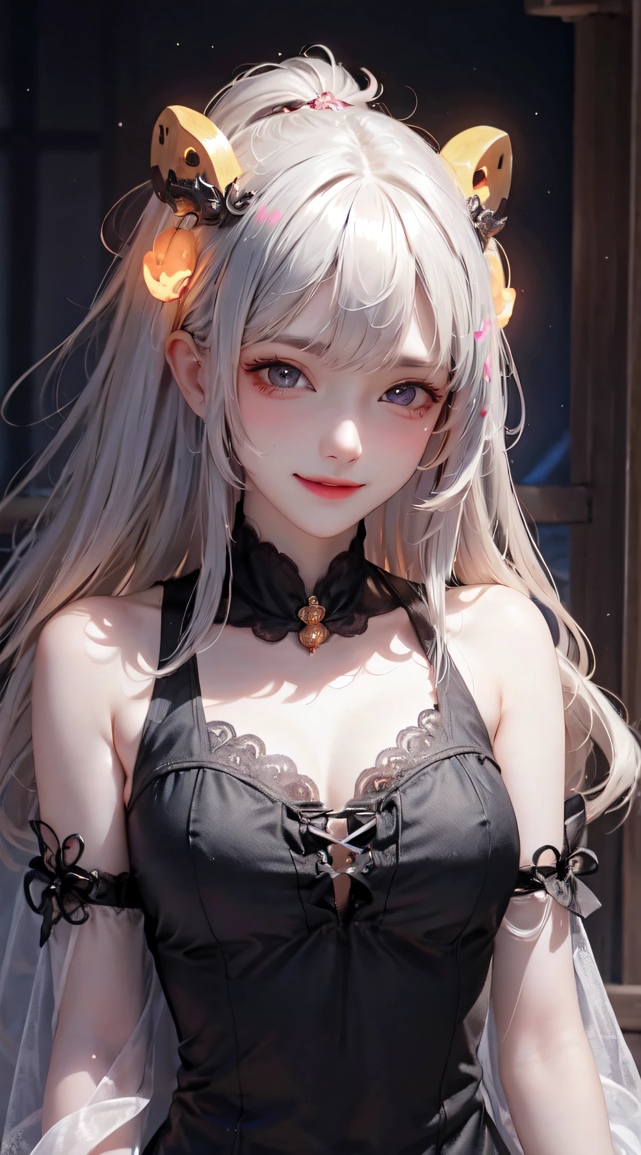 masterpiece,top-quality,top-quality,Beautifully Aesthetic:1.2,Cute glowing jack lantern head girl,can't see the girl's face,halloween night,colourful,high detailed,