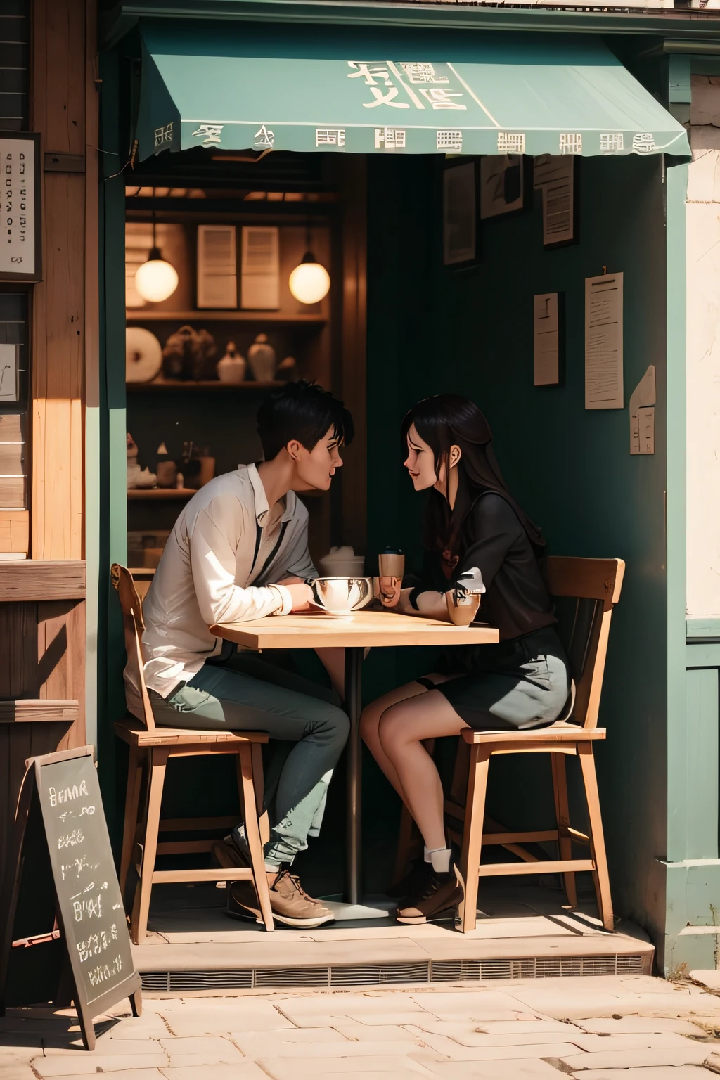 They talked for a long time，Completely forgetting the passage of time。When they leave the café，They have already decided to meet again。They meet in this little café，but found each other。From that day on，They became love for each other。