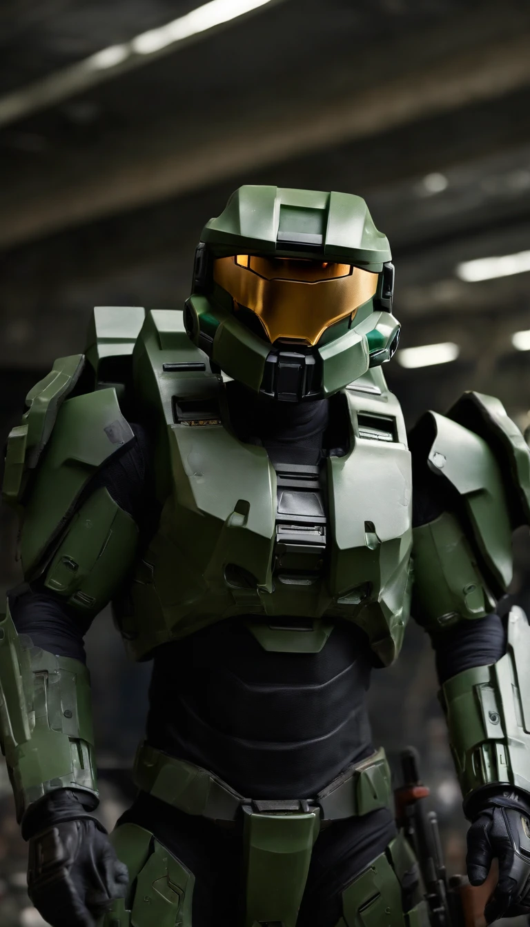 (best quality,4k,8k,highres,masterpiece:1.2),ultra-detailed,(realistic,photorealistic,photo-realistic:1.37),117 Master Chief from the game "Halo",holding a high-tech energy rifle,adorned in intricately-detailed green armor,on an unknown planet,engaged in intense combat,with explosions lighting up the sky,battling against the Covenant,helmet visor reflecting the surroundings,standing tall,intense energy radiating from the weapon,ready to fight for victory.