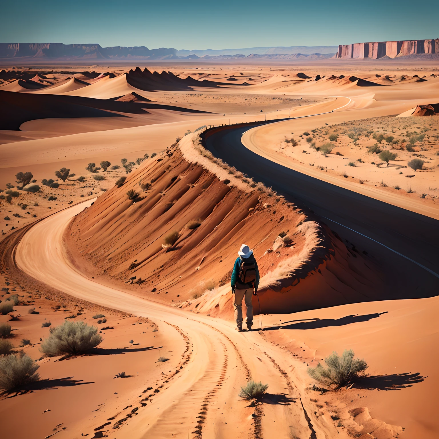 A lonely wanderer in the desert
