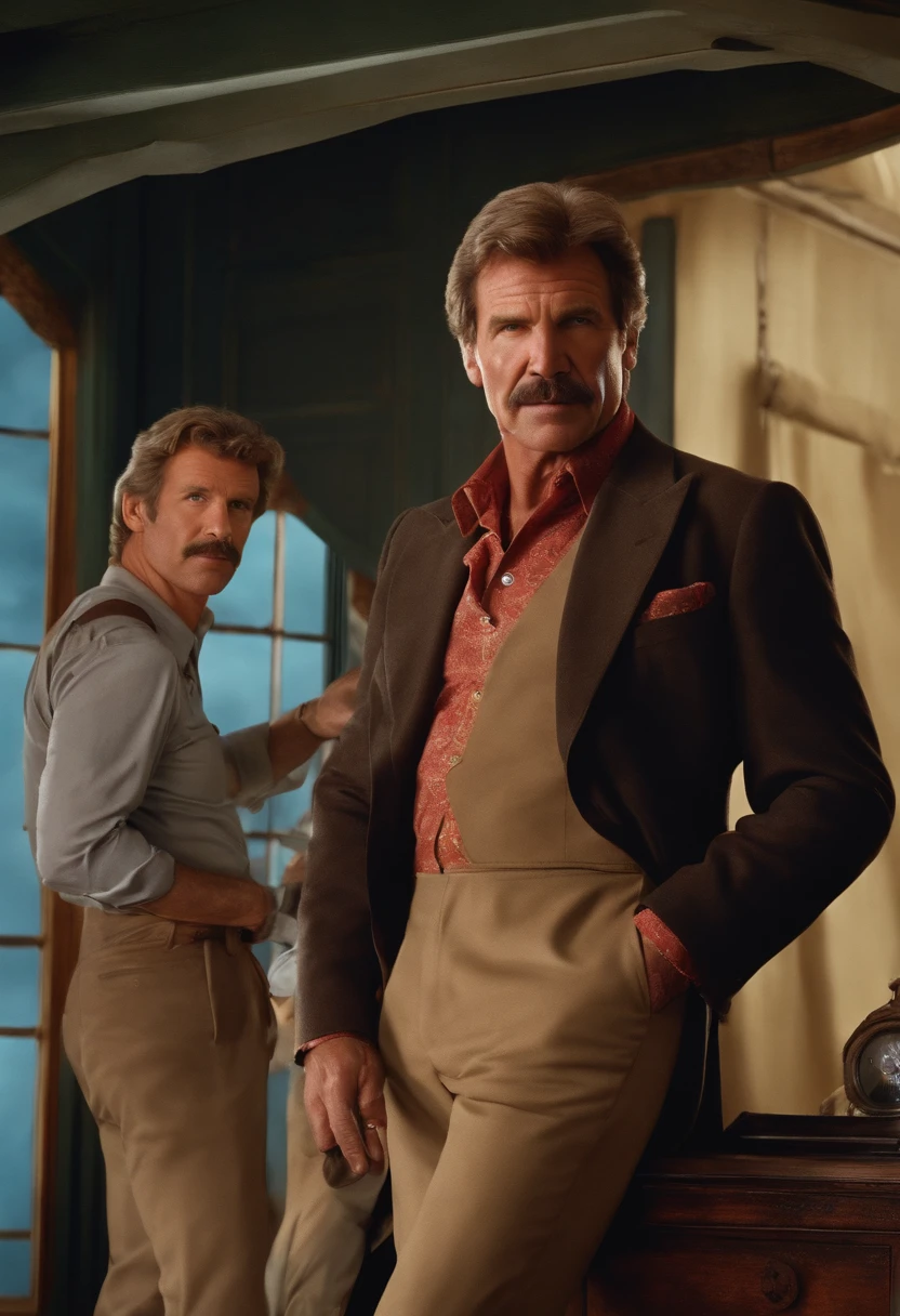 recreate harrison ford, will farrell and tom selleck as one person