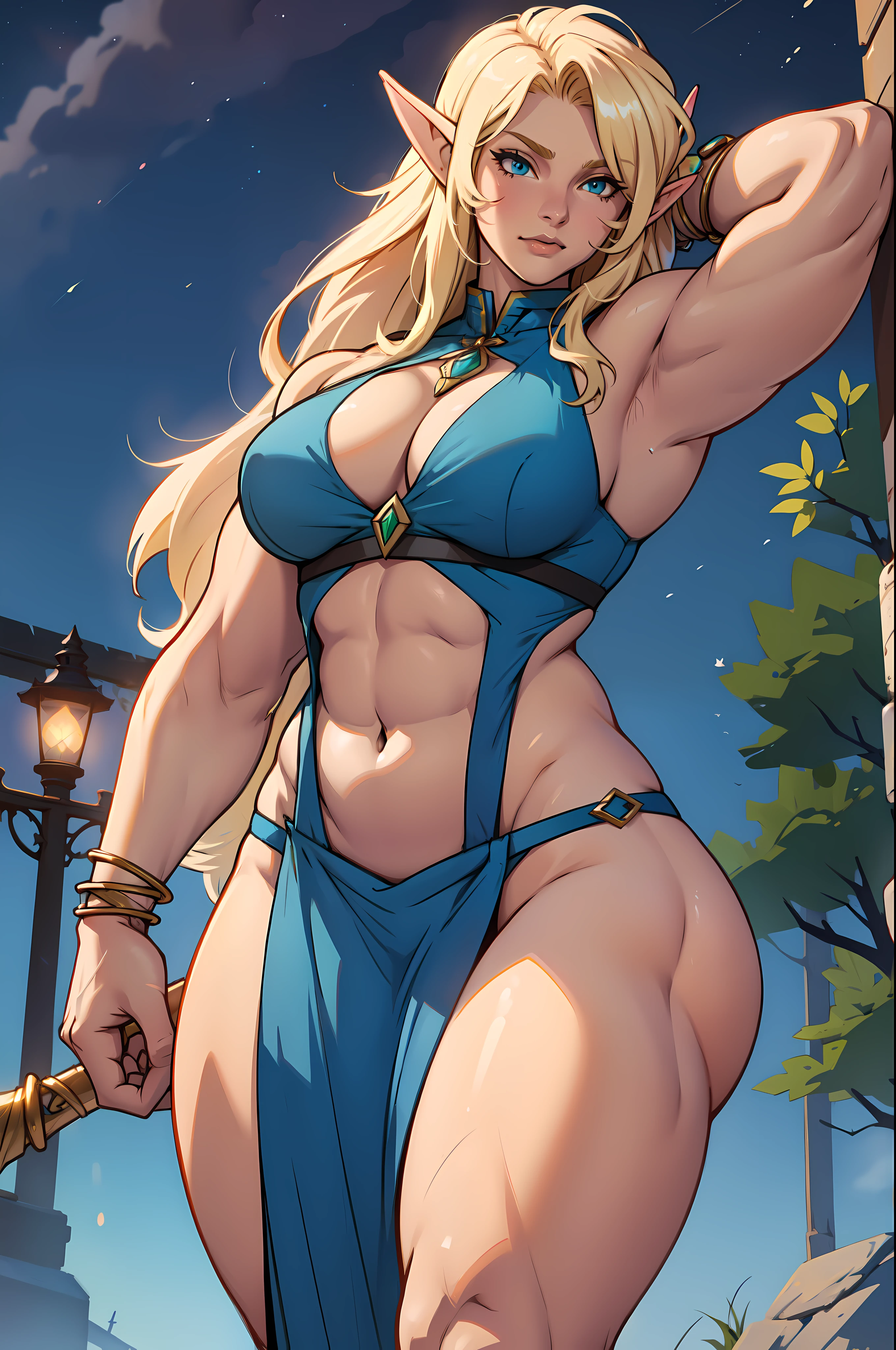 extremely long hair perfect anatomy 1 girl tall solo curvy (muscular) night elf