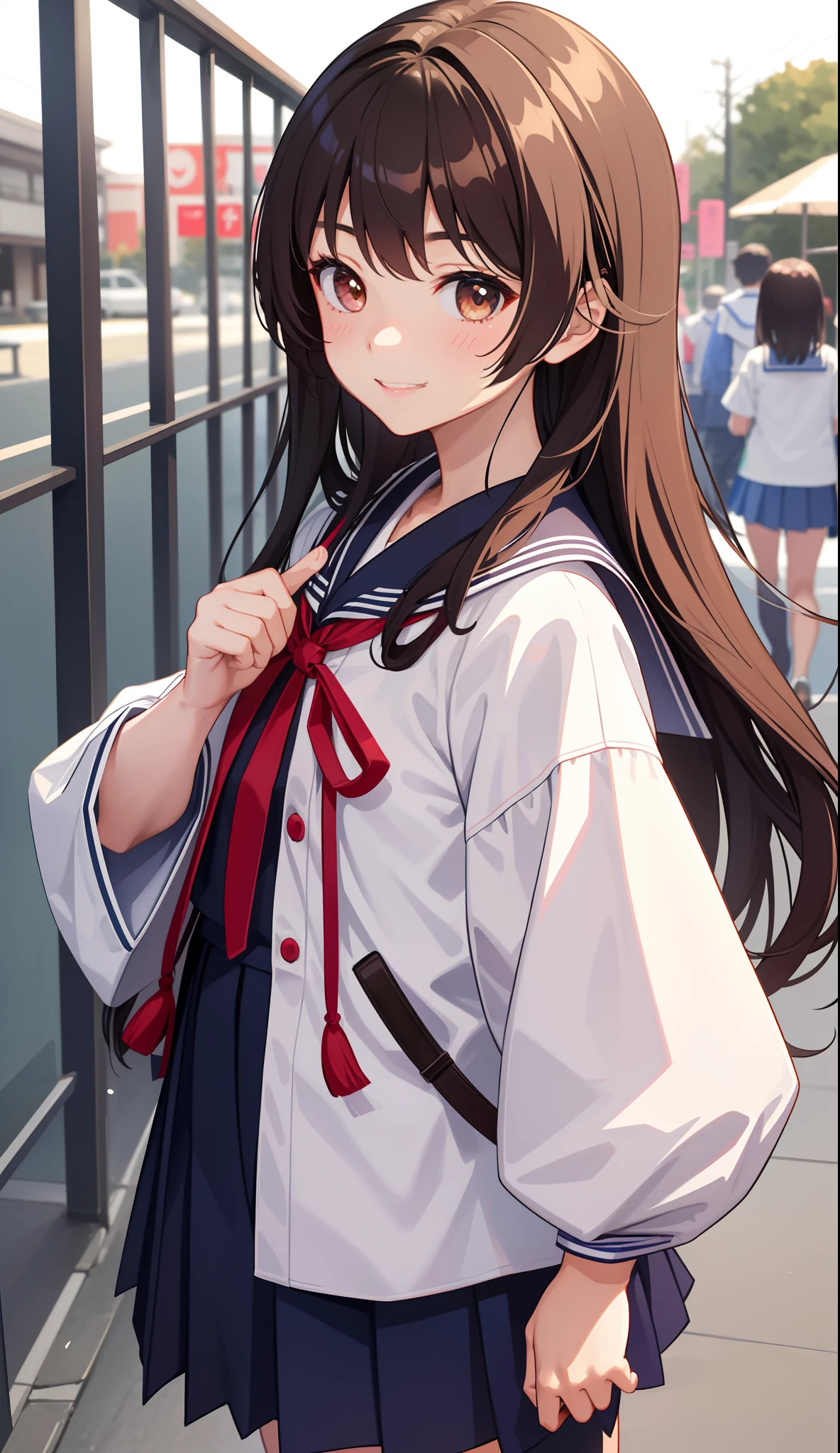 1girl in、AS-Adult、a smile、Japanese、High School、校服、serafuku、