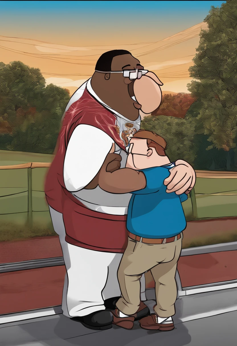 Peter Griffin violently kissing Lebron James