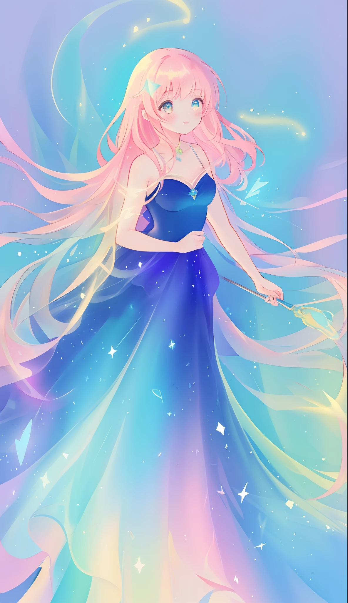 beautiful girl, puffy tiered ballgown, vibrant pastel colors, (colorful), glowing golden long hair, magical lights, sparkling magical liquid, inspired by Glen Keane, inspired by Lois van Baarle, disney art style, by Lois van Baarle, glowing aura around her, by Glen Keane, jen bartel, glowing lights! digital painting, flowing glowing hair, glowing flowing hair, beautiful digital illustration, fantasia background, whimsical, magical, fantasy, ((beautiful face)), ((masterpiece, best quality)), intricate details, highly detailed, sharp focus, 8k resolution, sparkling detailed eyes, liquid watercolor