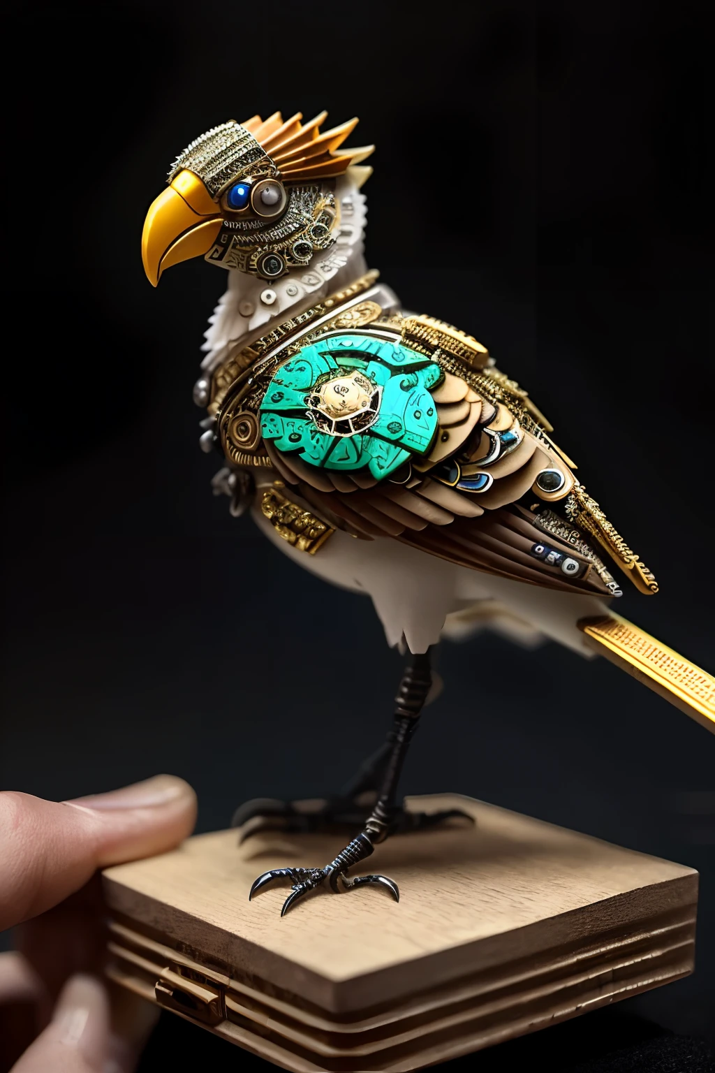 masterpiece, best qualitya a cyberpunk bird made of micro gears, handcraft mechanism, intricately details. extreme details,