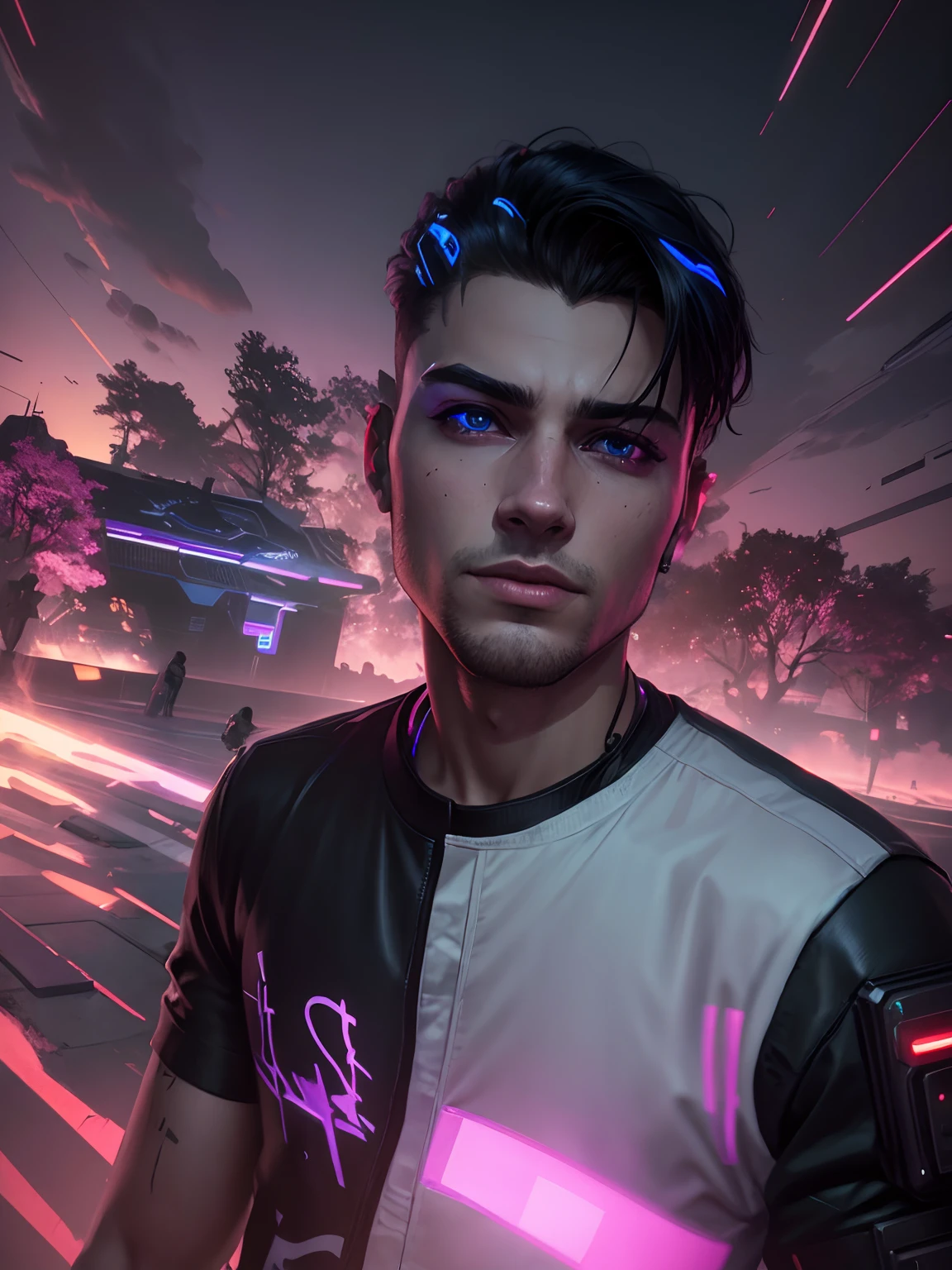 change background cyberpunk handsome boy, realities face, 8k, ultra realities,