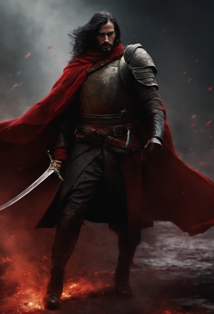 soldado enfiando espada no inimigo, Going through and blood on the floor