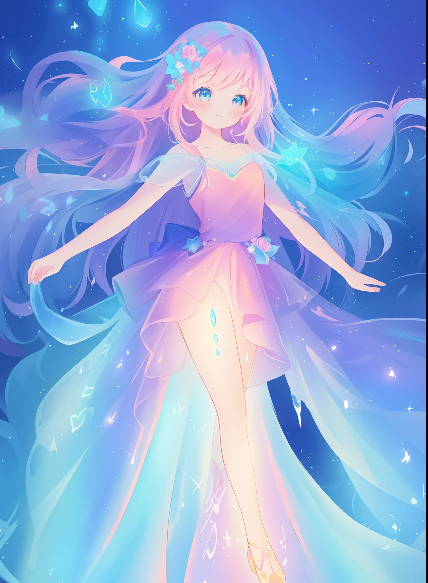 beautiful girl, puffy tiered ballgown, vibrant pastel colors, (colorful), glowing golden long hair, magical lights, sparkling magical liquid, inspired by Glen Keane, inspired by Lois van Baarle, disney art style, by Lois van Baarle, glowing aura around her, by Glen Keane, jen bartel, glowing lights! digital painting, flowing glowing hair, glowing flowing hair, beautiful digital illustration, fantasia background, whimsical, magical, fantasy, ((beautiful face)), ((masterpiece, best quality)), intricate details, highly detailed, sharp focus, 8k resolution, sparkling detailed eyes, liquid watercolor