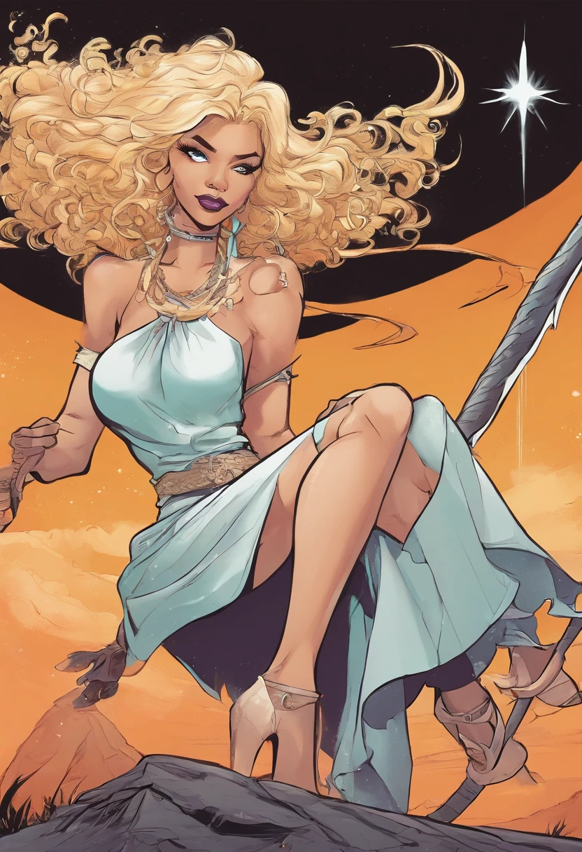 SFW,tabletop, best qualityer, high resolution, 1 girl in, whole body, detaileds , detail of hands, detail fingers, face detail, Legs detail, 1 girl in, Leprechaun, looking to the down, flowers garden, black sky, atmospheric pollution, water color painting, pale skin, , hair blonde, long hair, Wavy hair, saddened, sad smile, greeneyes, tareme, medium breasts, white summer dress, bare back, Kneeling, tree planting