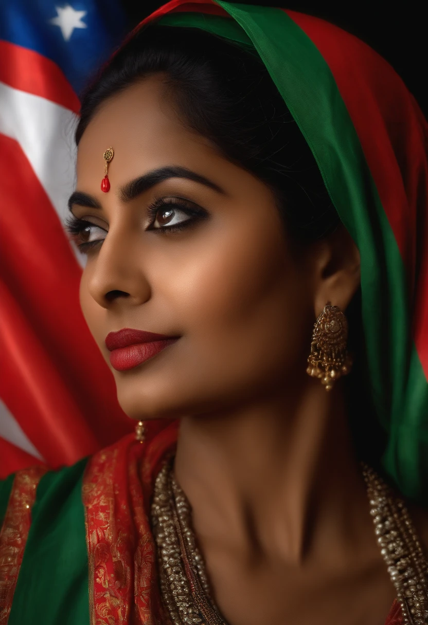 Bangladeshi woman with flag