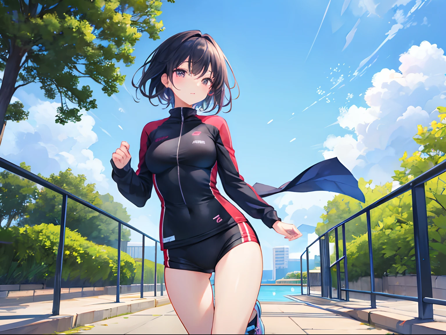 A sexy、(Whole body-V、4-S750)、a park、Running Wear、Running、