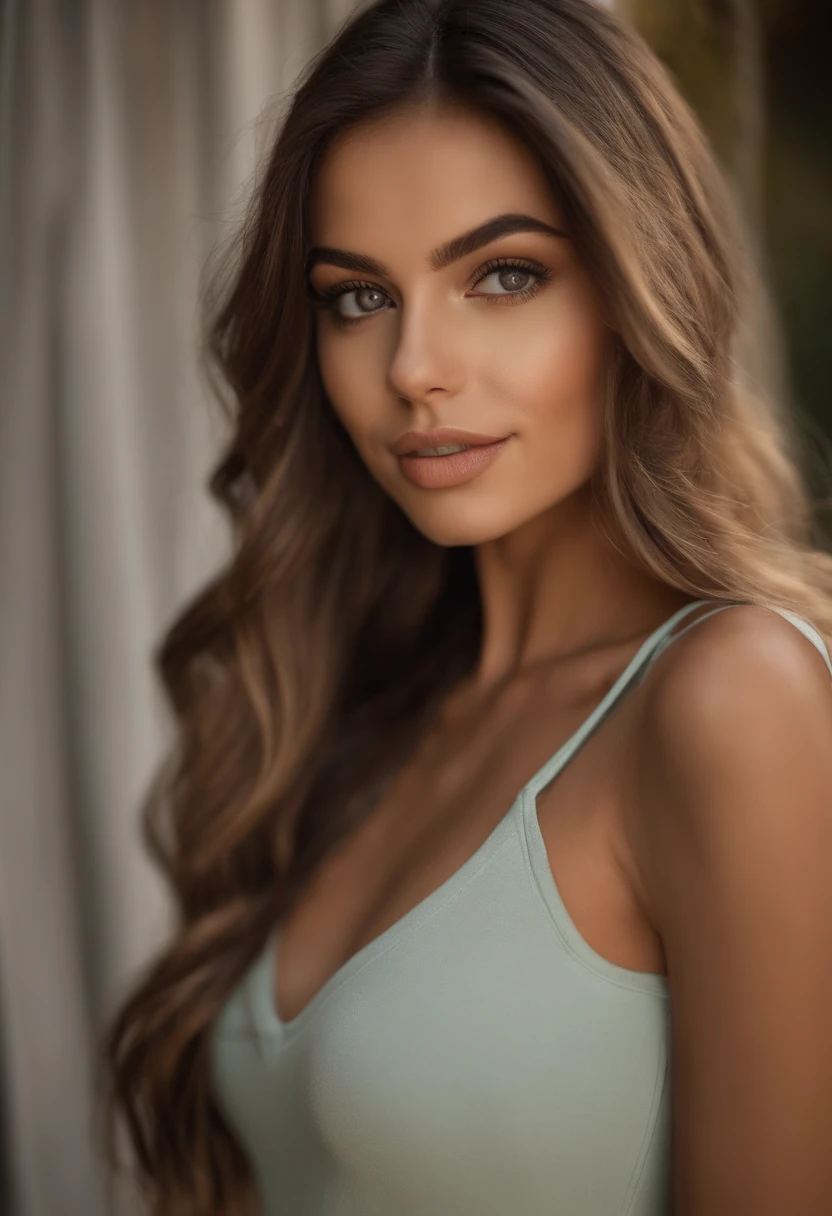 Arafed Mujer con una camiseta blanca sin mangas y un collar, Chica sexy con ojos verdes, Retrato Sophie Mudd, brown hair and large eyes, selfie de una mujer joven, Ojos del dormitorio, Violeta Myers, sin maquillaje, Maquillaje natural, staring directly into camera, cara con artgram, maquillaje sutil, Impresionante foto de cuerpo completo, penetrantes ojos verdes, beautiful angle, Pose atractiva, Cute little girl, pose sexy, Imagen de cuerpo entero, cuerpo completo, full body shoot, Diosa morena, High detail, Pose satisfecha, con falda y botas grises, falda, Botas